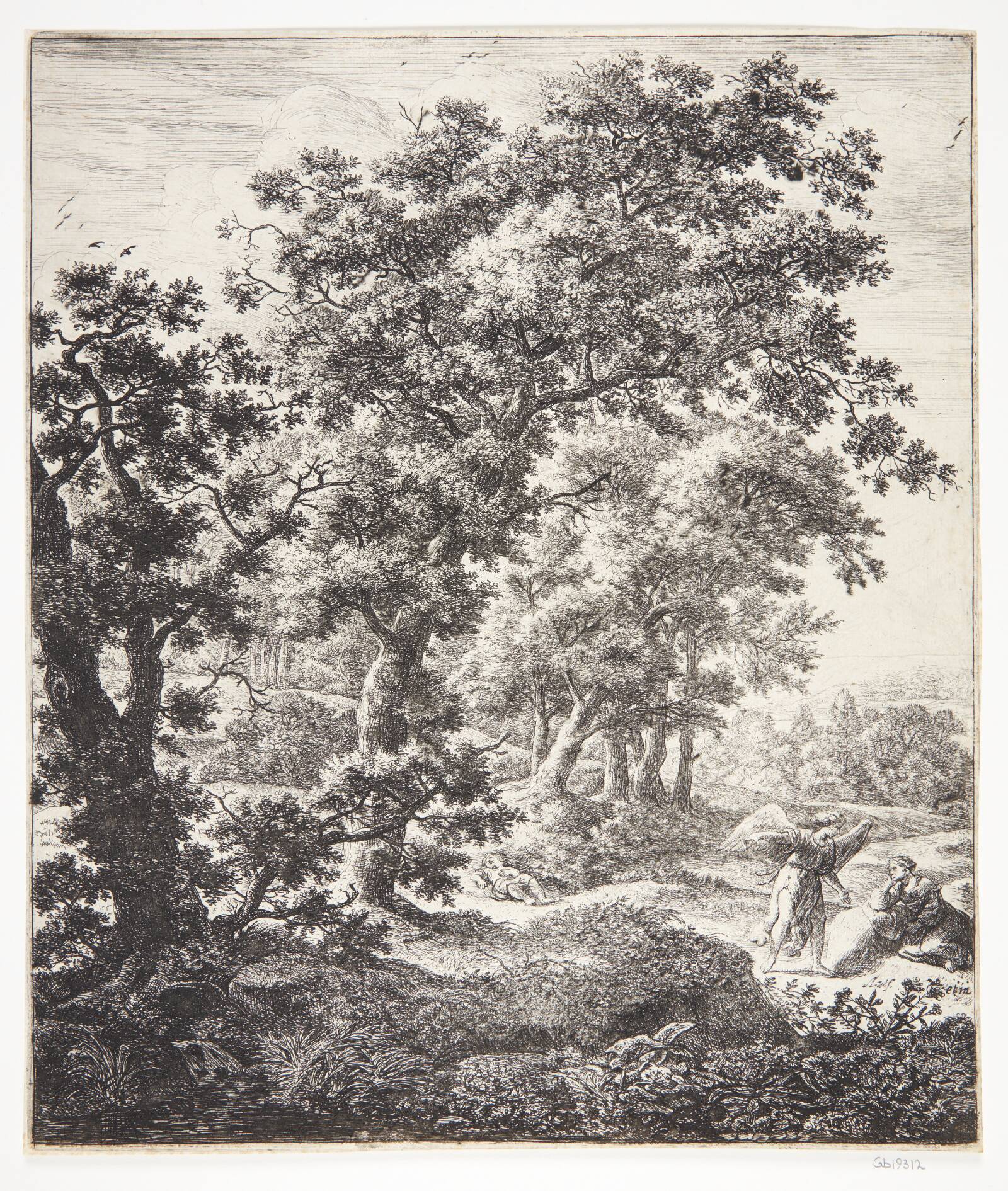 Hager trøstes af englen, Anthonie Waterloo, 1610-1690