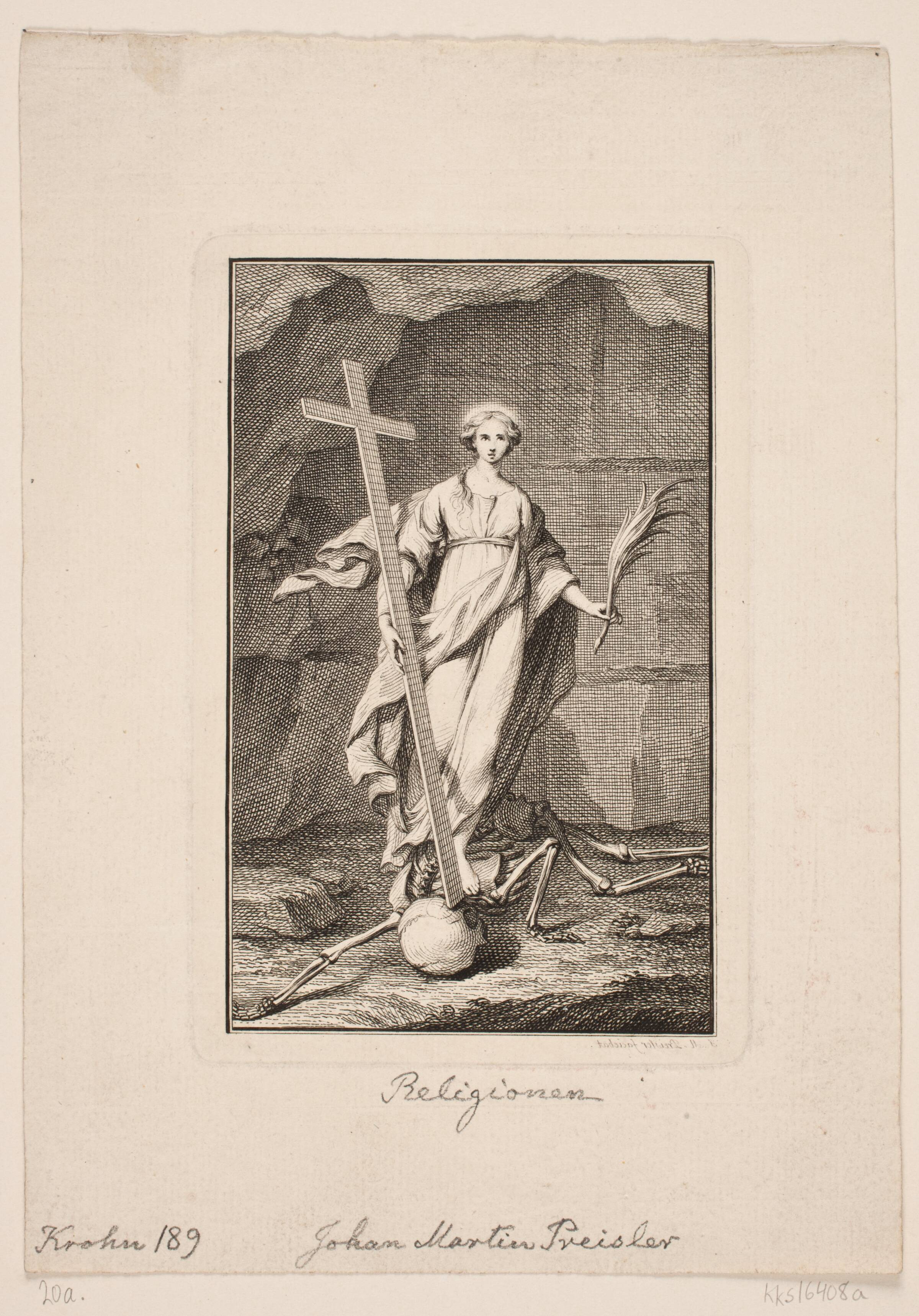 "Religionen". Titelkobber til Geistliche Lieder, J.M. Preisler, 1758