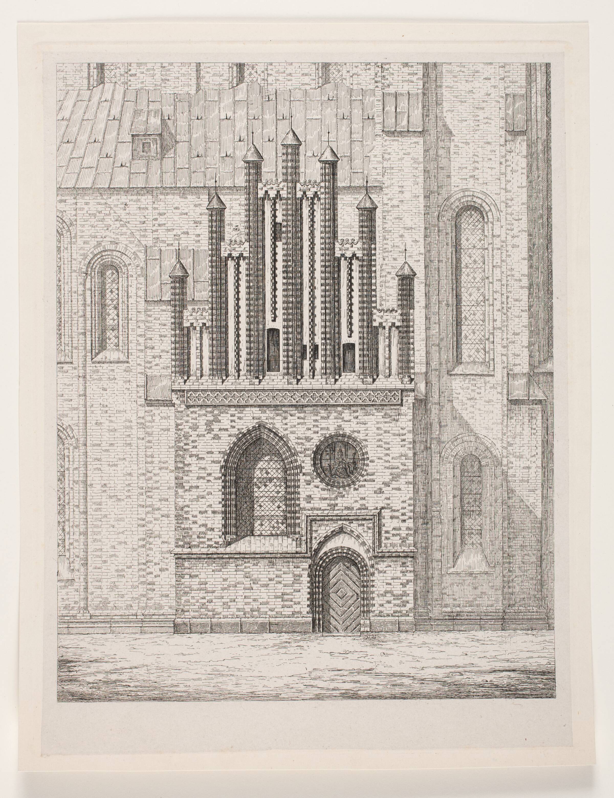 Oluf Mortensens Våbenhus, Roskilde Domkirke, set fra nord, Henrik Steffens Sibbern, 1842-1900