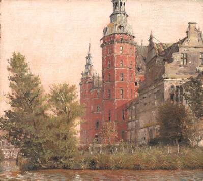 Frederiksborg Slot. Parti ved Møntbroen. Studie