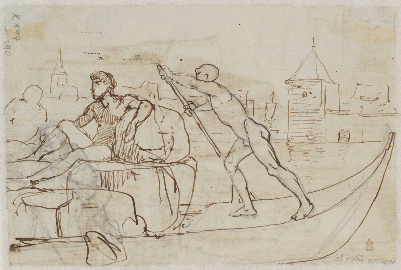 Gondol med to modelfigurer, Wilhelm Marstrand, 1867-1869