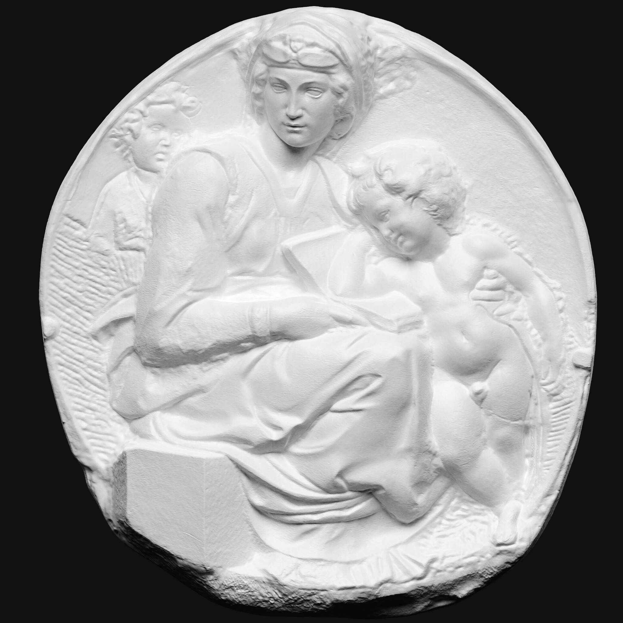 Tondo. Madonna med barn og bog, Madonna Pitti, Michelangelo Buonarroti