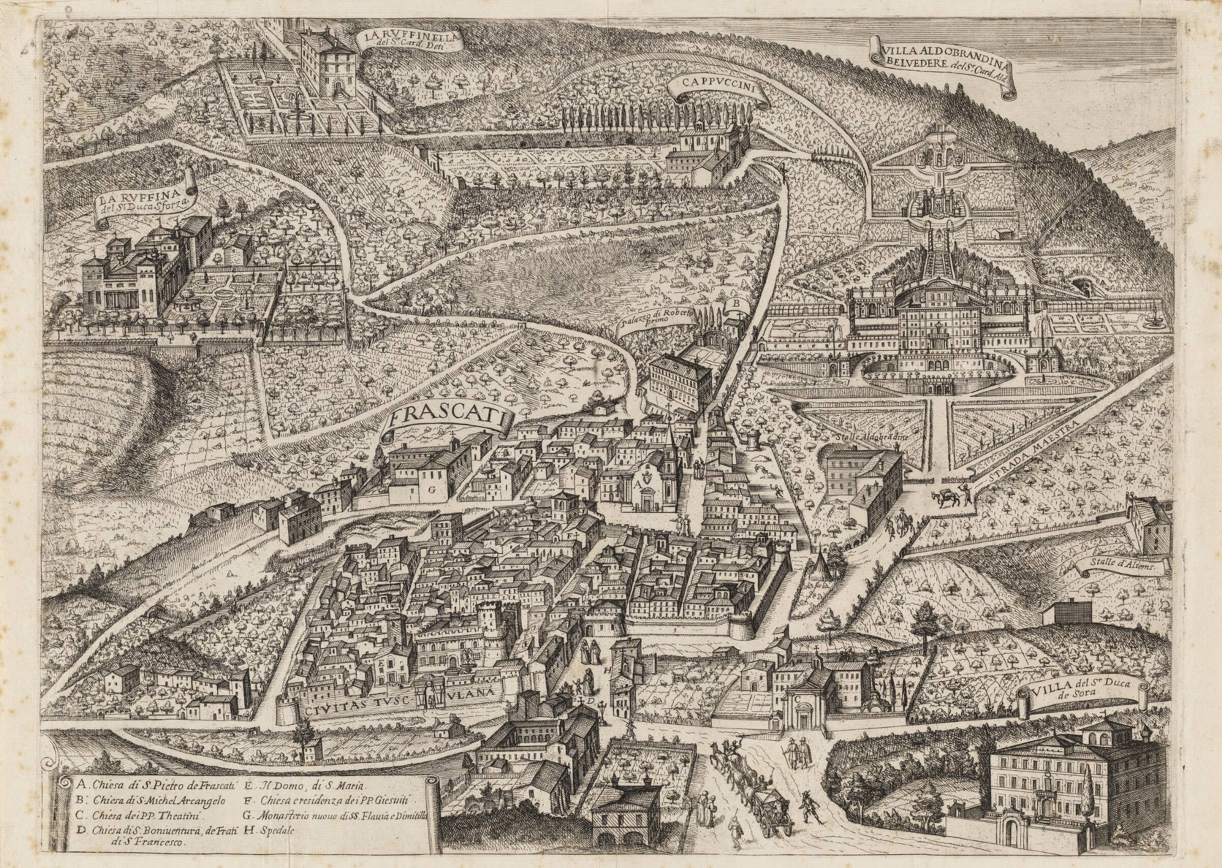 Udsigt over Frascati og omegn (midterste del), Matthäus Greuter, 1620