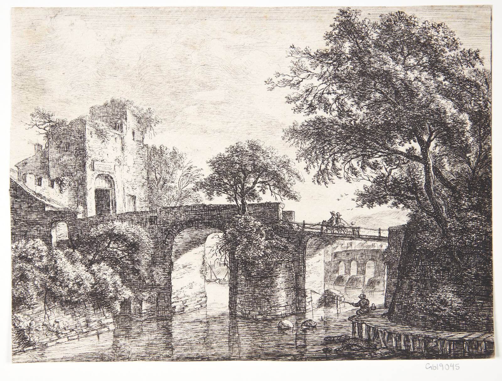 Stenbro over en flod, Anthonie Waterloo, 1610-1690