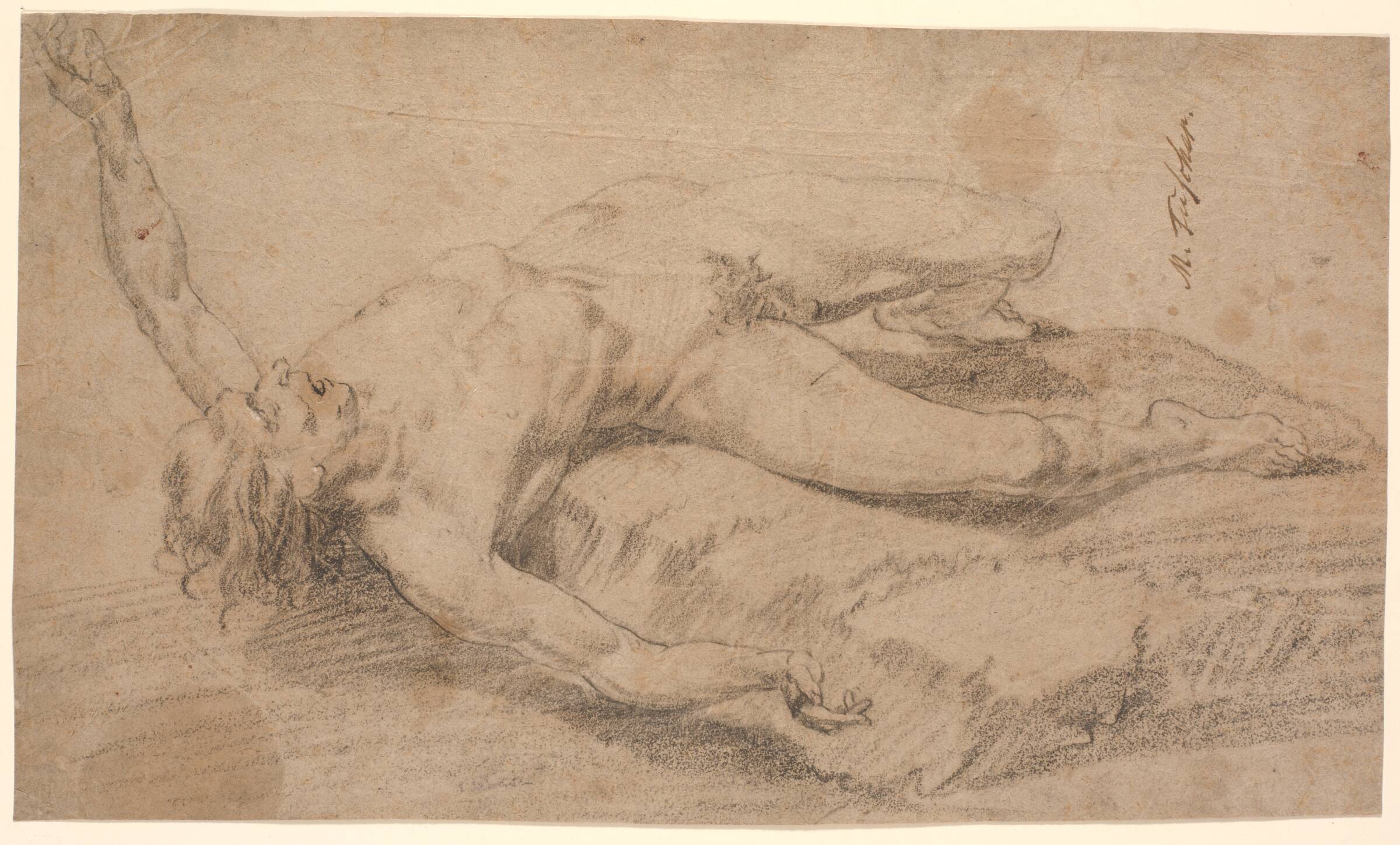 Tilbagestyrtet nøgen mand, Marcus Tuscher, 1720-1751