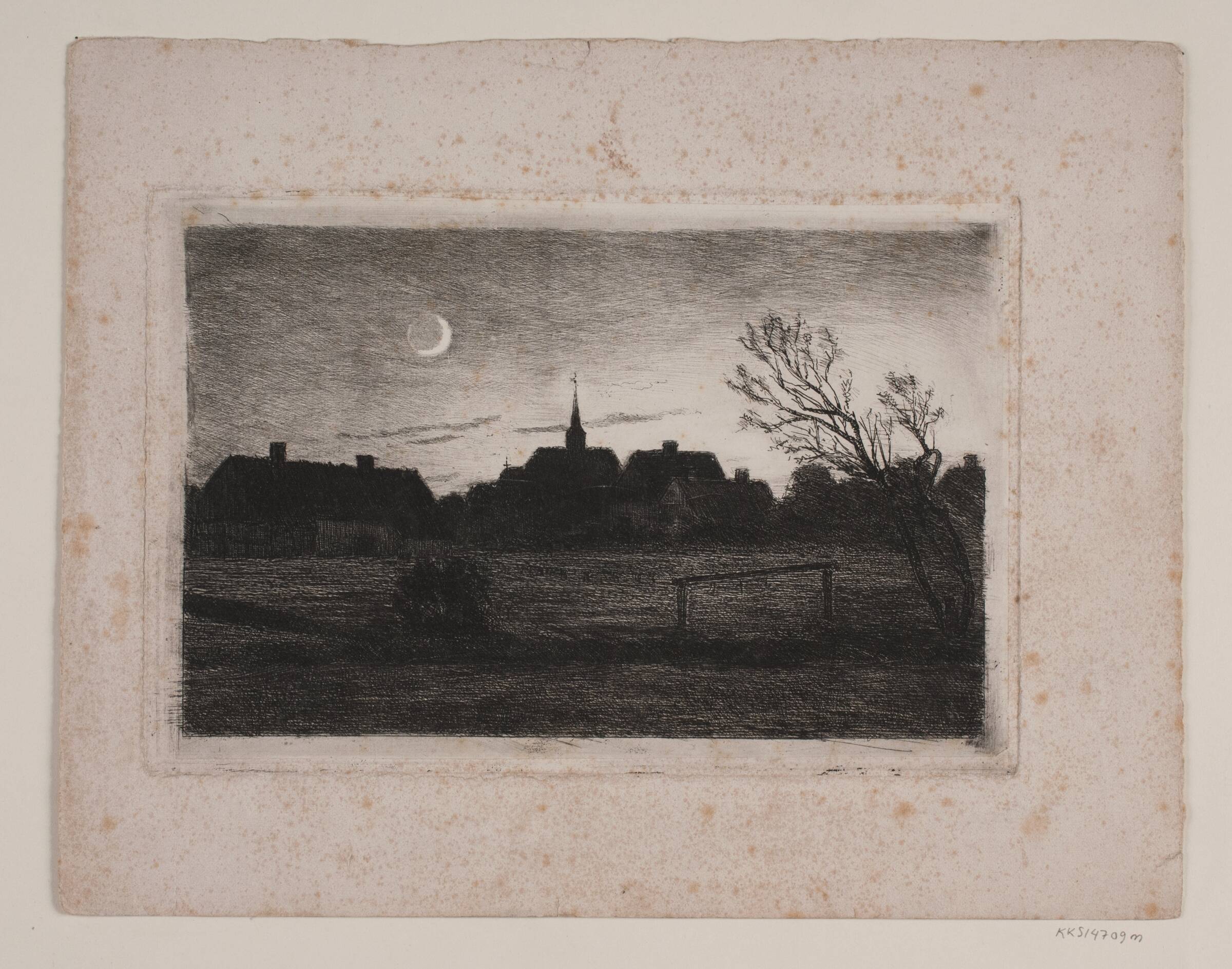 Hornbæk kirke, sommeraften, Carl Locher, 1887