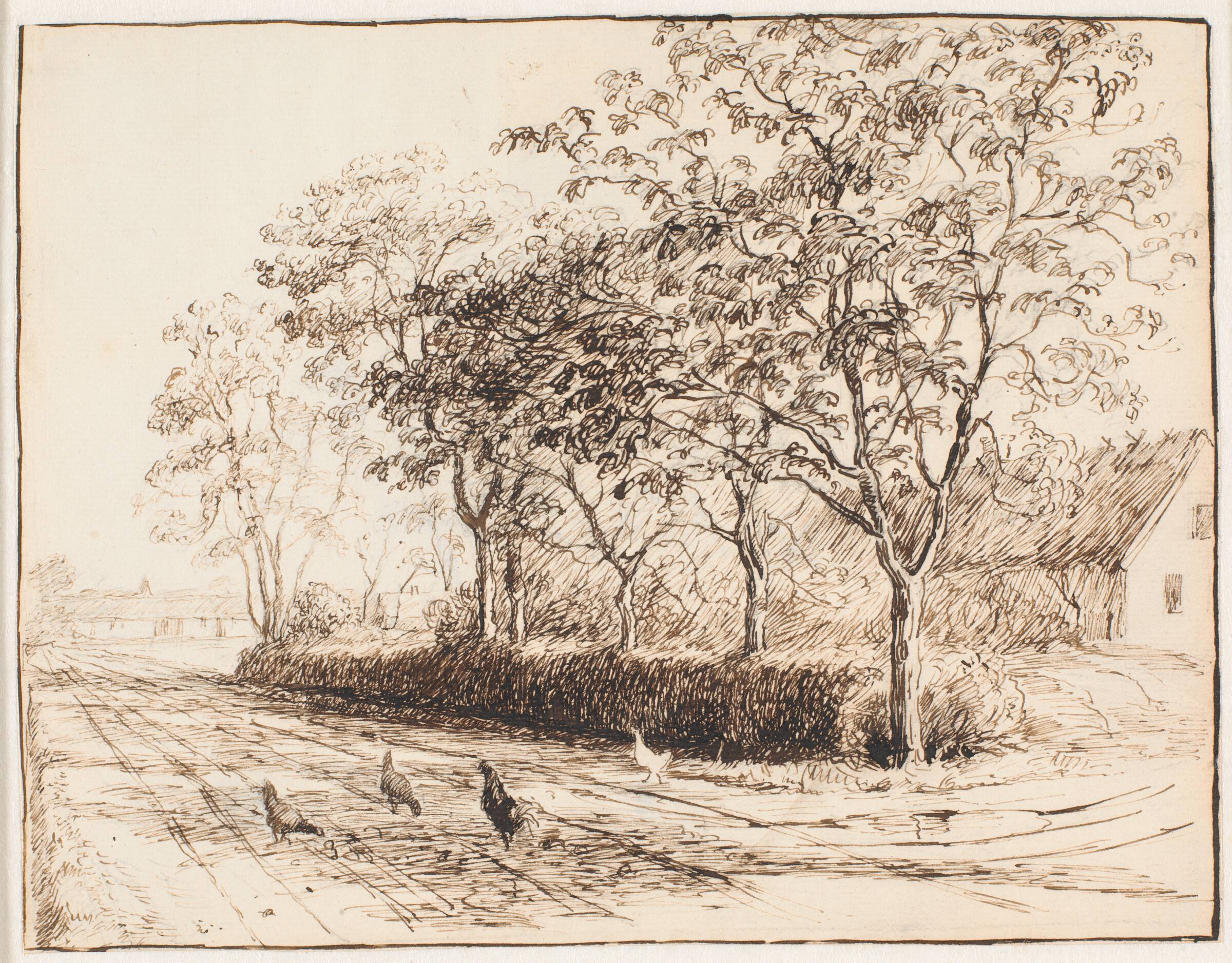 Høns udenfor en gård i Kastrup. Katrupvejen, Theodor Philipsen, 1895