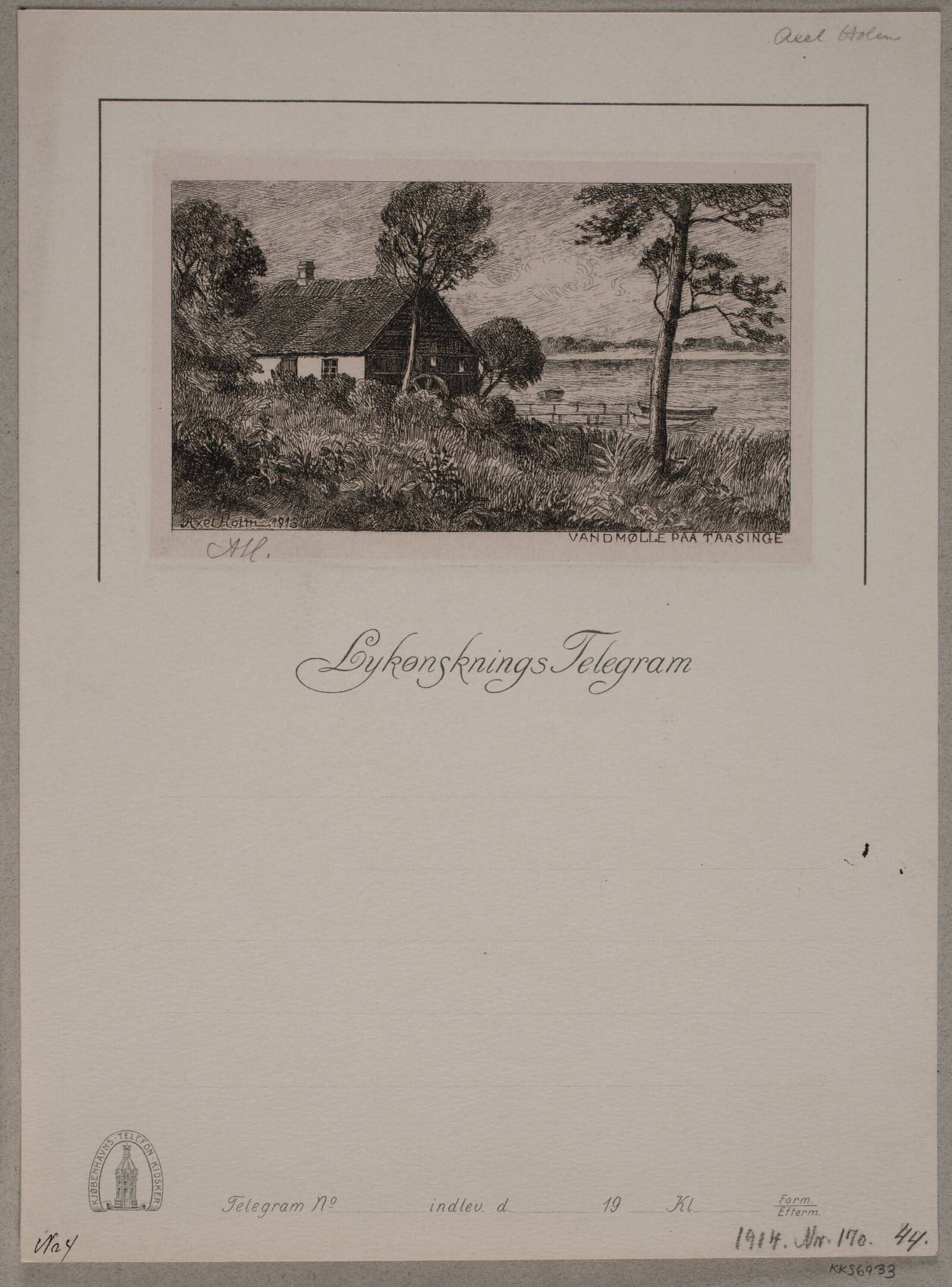 Vandmølle på Tåsinge, Axel Holm, 1913