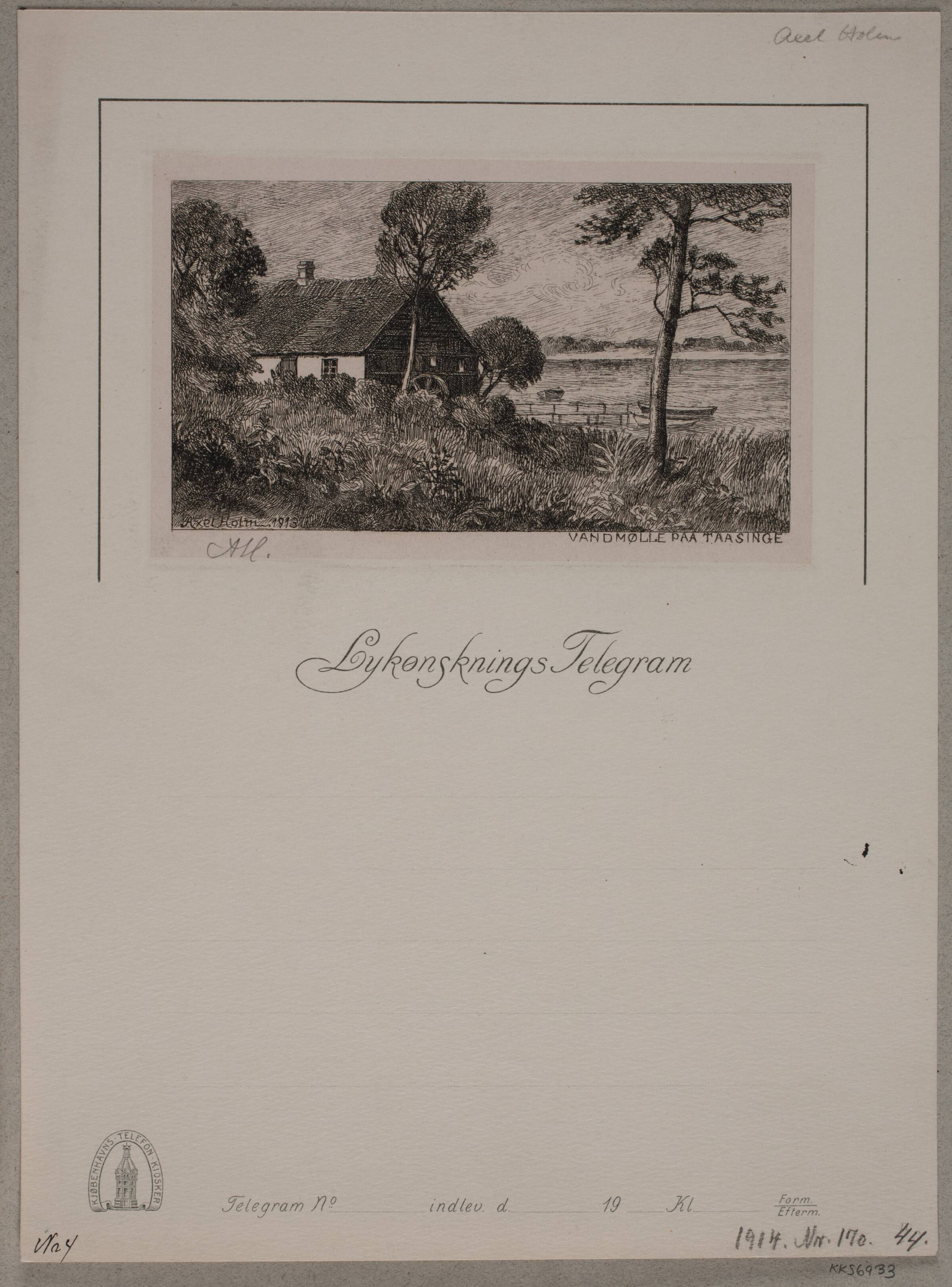 Vandmølle på Tåsinge, Axel Holm, 1913