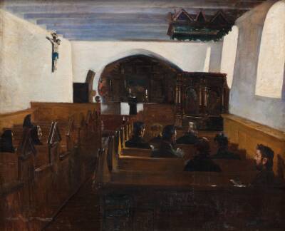 Gudstjeneste i en kirke på Mors