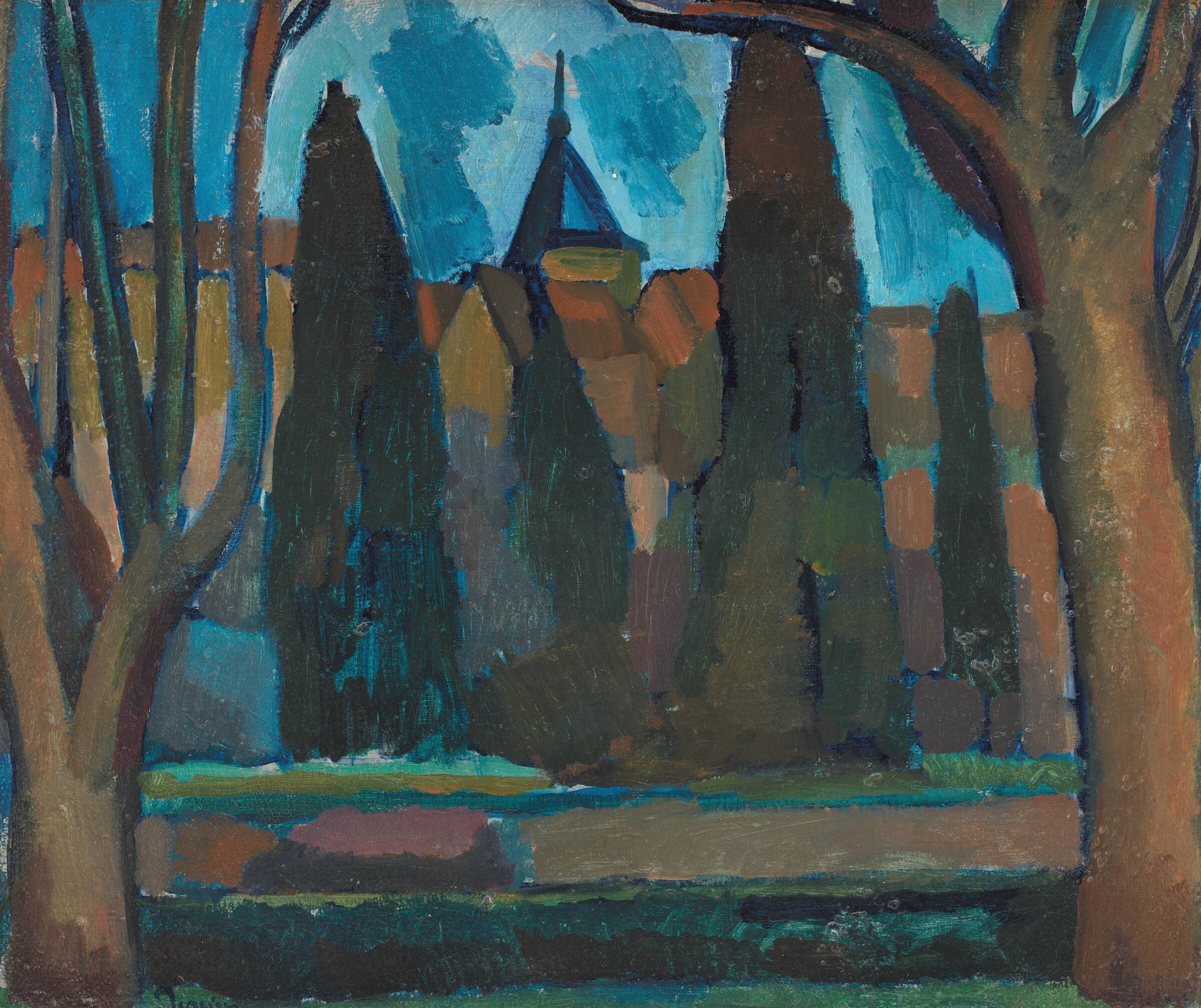 Landskab med kirketårn, André Derain, 1909
