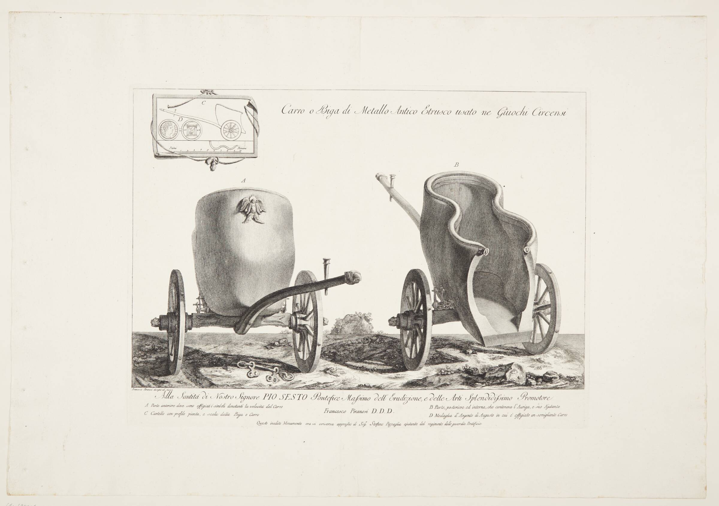 Etruskisk vogn i metal, Francesco Piranesi, 1769-1778