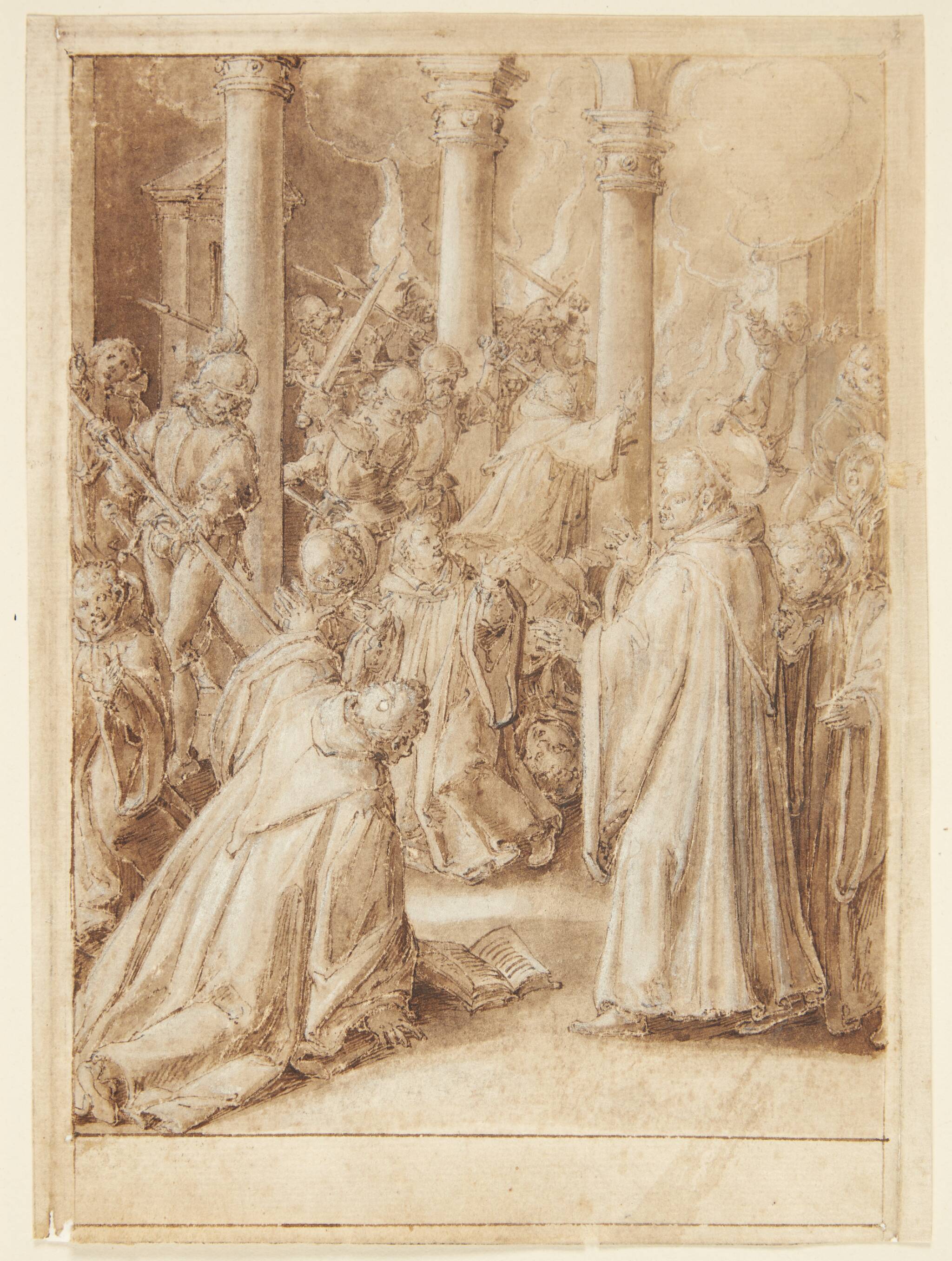 S. Giovanni Alberti Fiorentinos historie. De af bispen af Firenze udsendte soldater overfalder det kloster, hvori de tror, at Giovanni Alberti er(?)