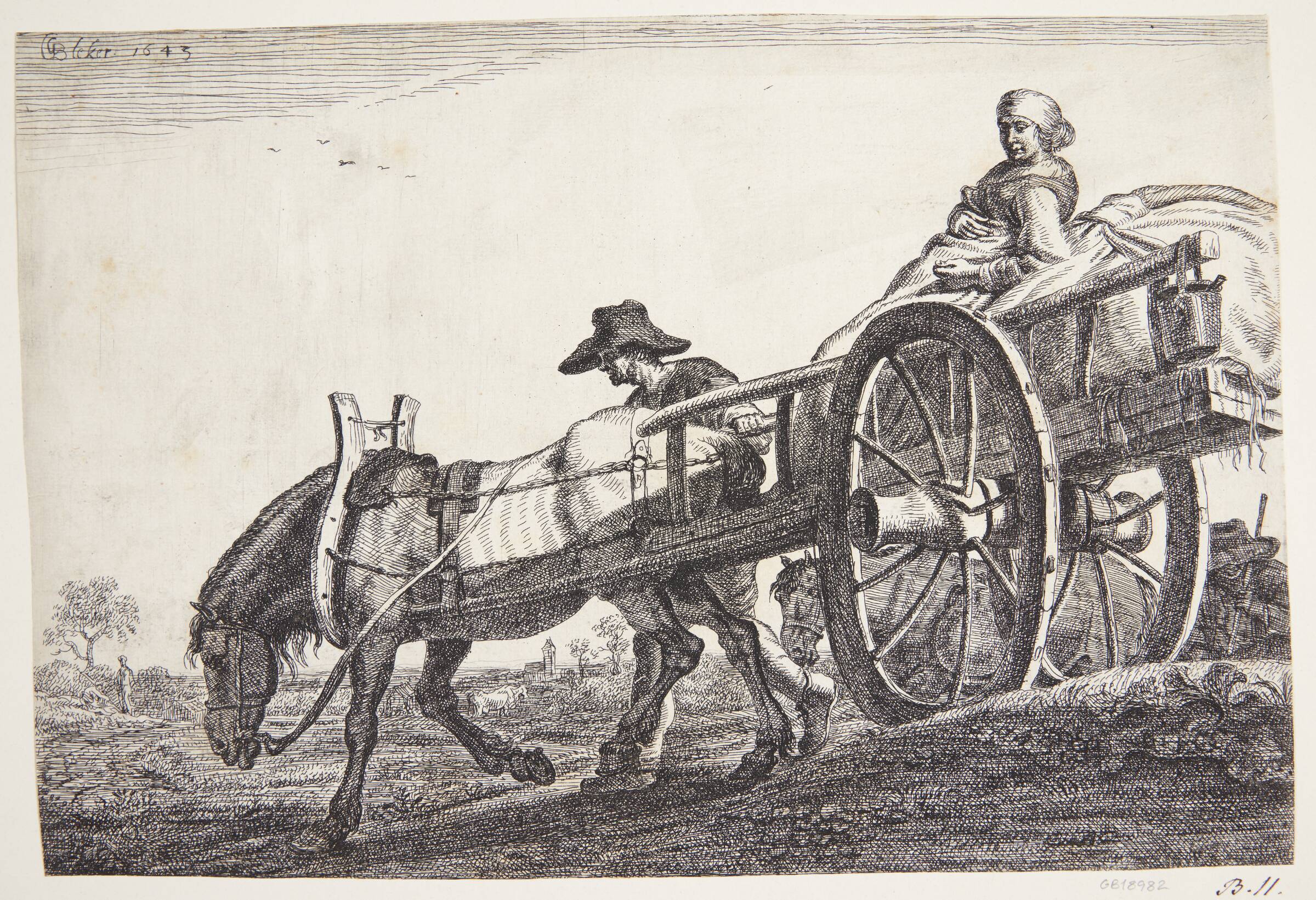 En tohjulet vogn, Gerrit Claesz. Bleker, 1643