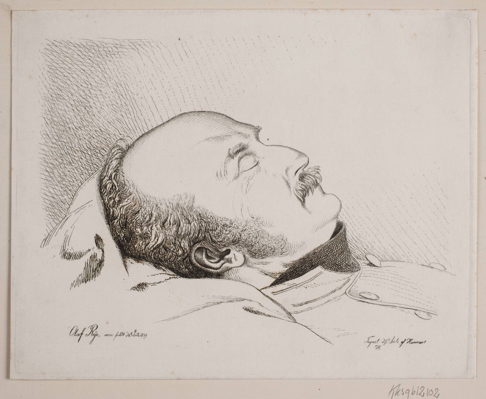Olaf Rye som lig, Vilhelm Kyhn, 1850