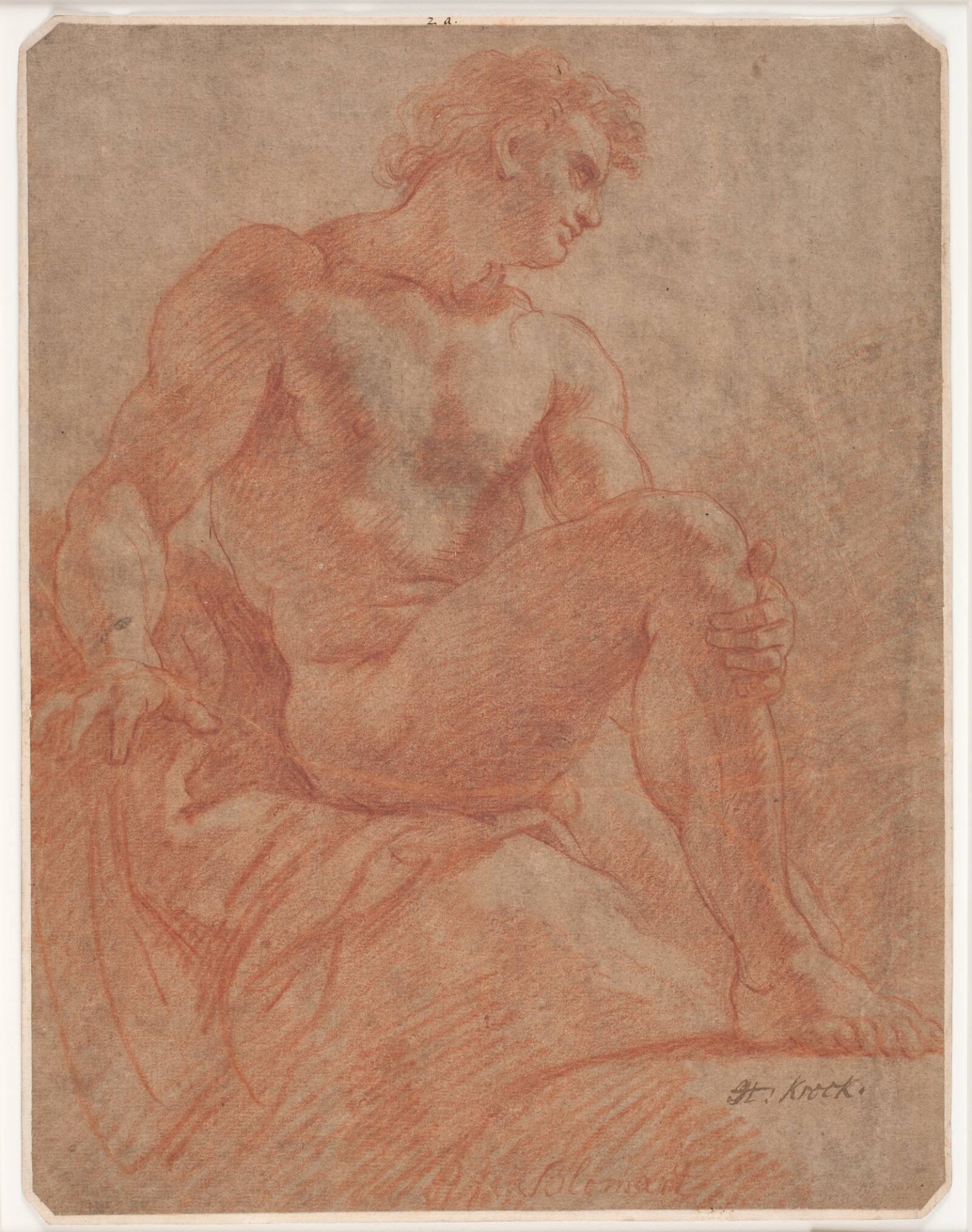 Siddende mandlig model, Hendrik Krock, 1671-1738