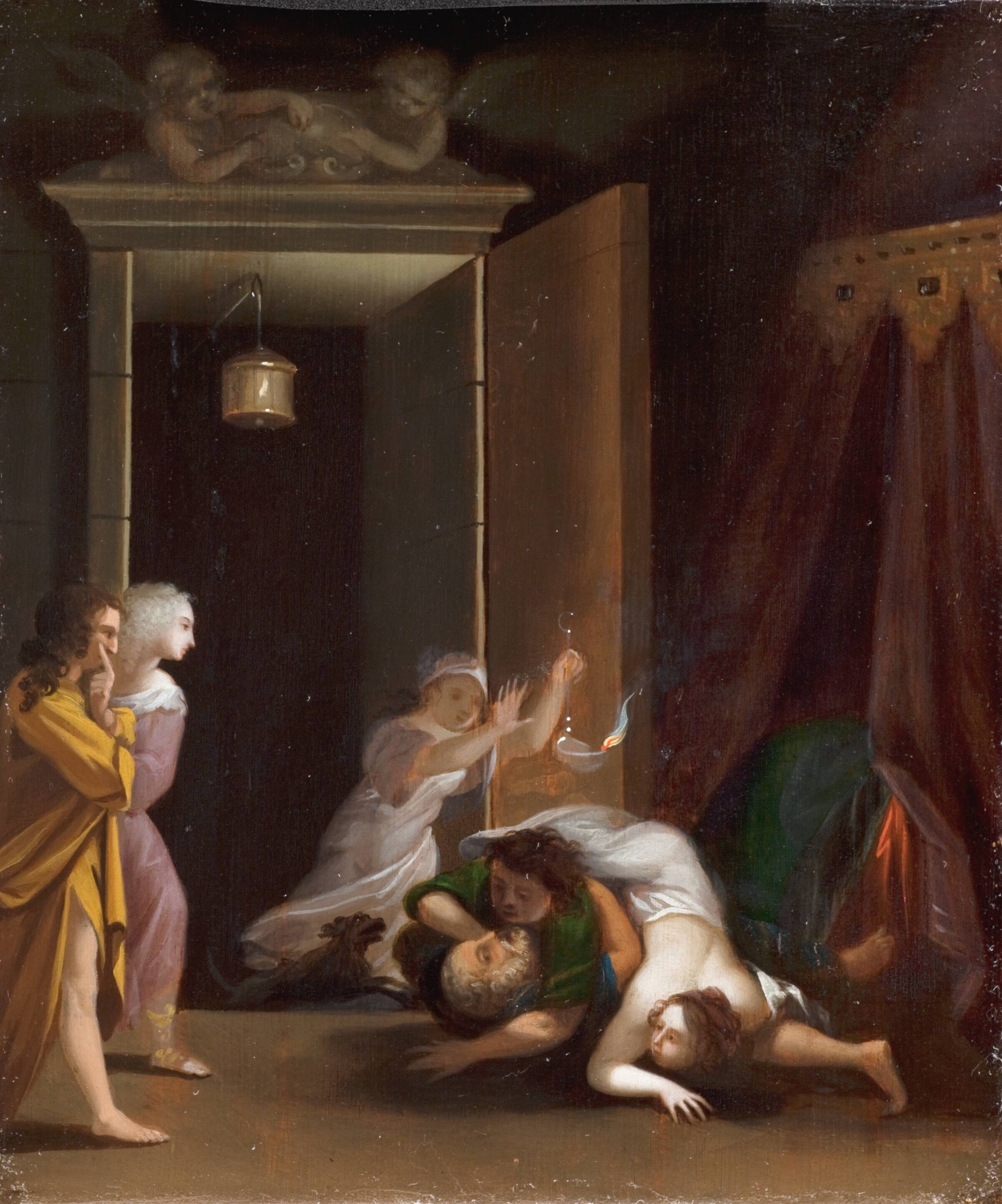 Paris hos Helena overraskes af Menelaos, Toussaint Gelton, 1645-1680