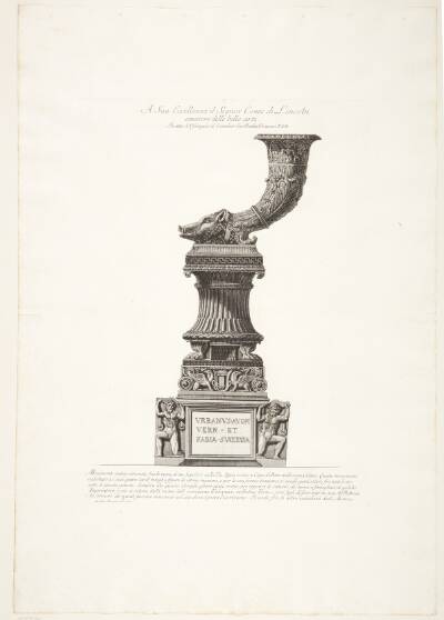 Gravmonument formet som en rhyton udsmykket med hovedet af et vildsvin; fundet i en grav på Via Appia