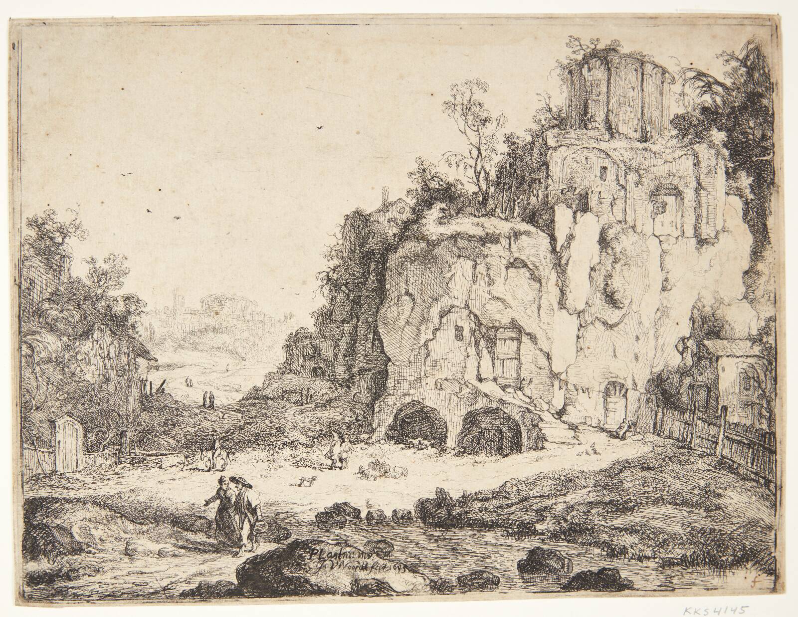 Landskab med ruiner, Jan van Noordt, 1645