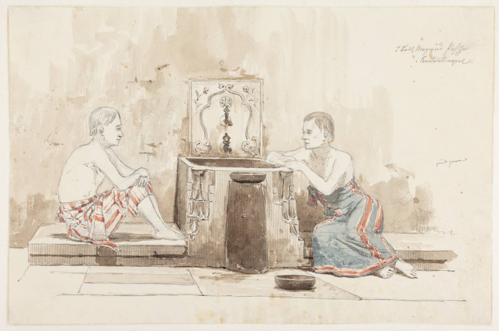 To mænd ved en brønd, Martinus Rørbye, 1836