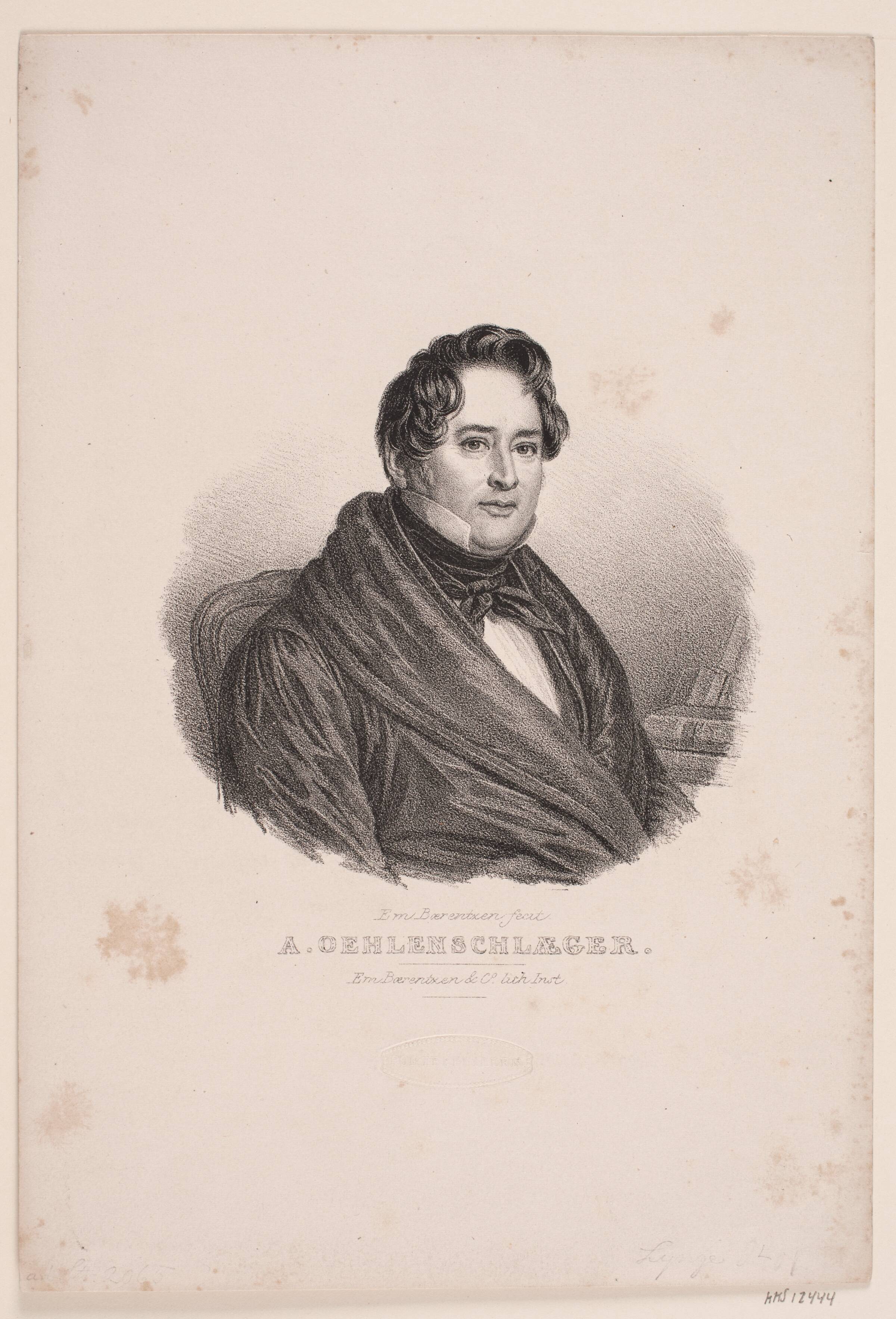 Adam Oehlenschläger, Emil Ditlev Bærentzen, 1839