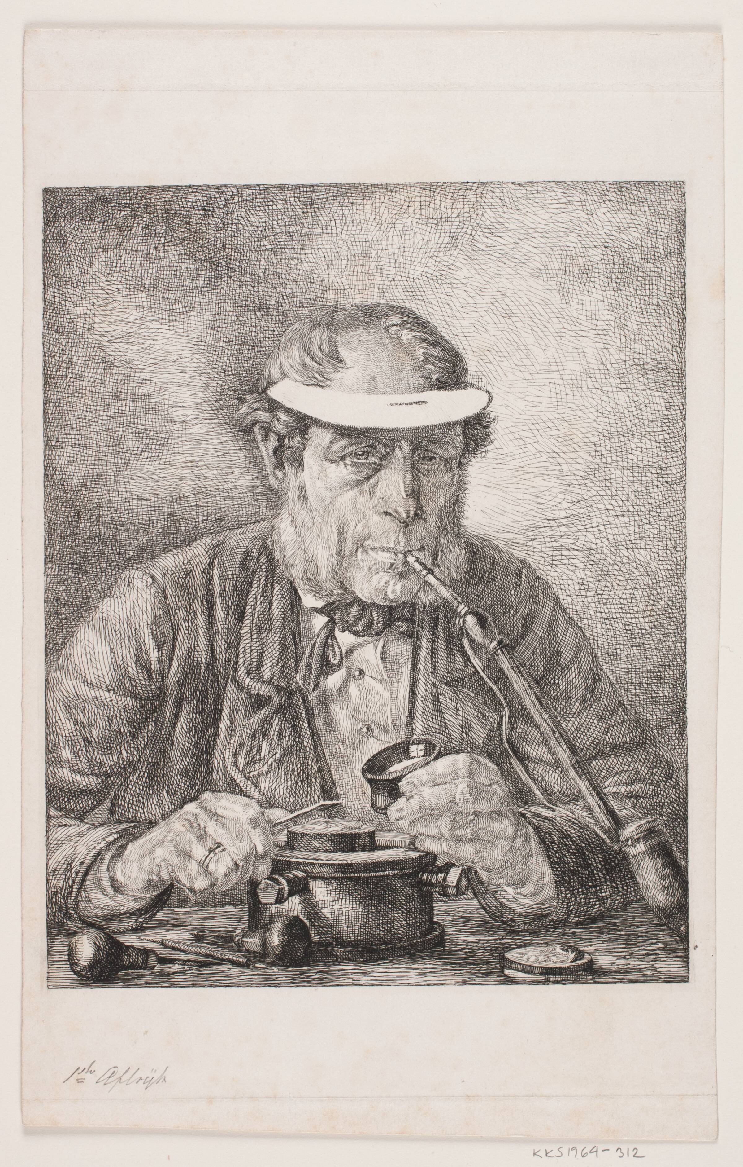 Portræt af kunstnerens far, medaillør F.C. Krohn, Pietro Købke Krohn, 1865