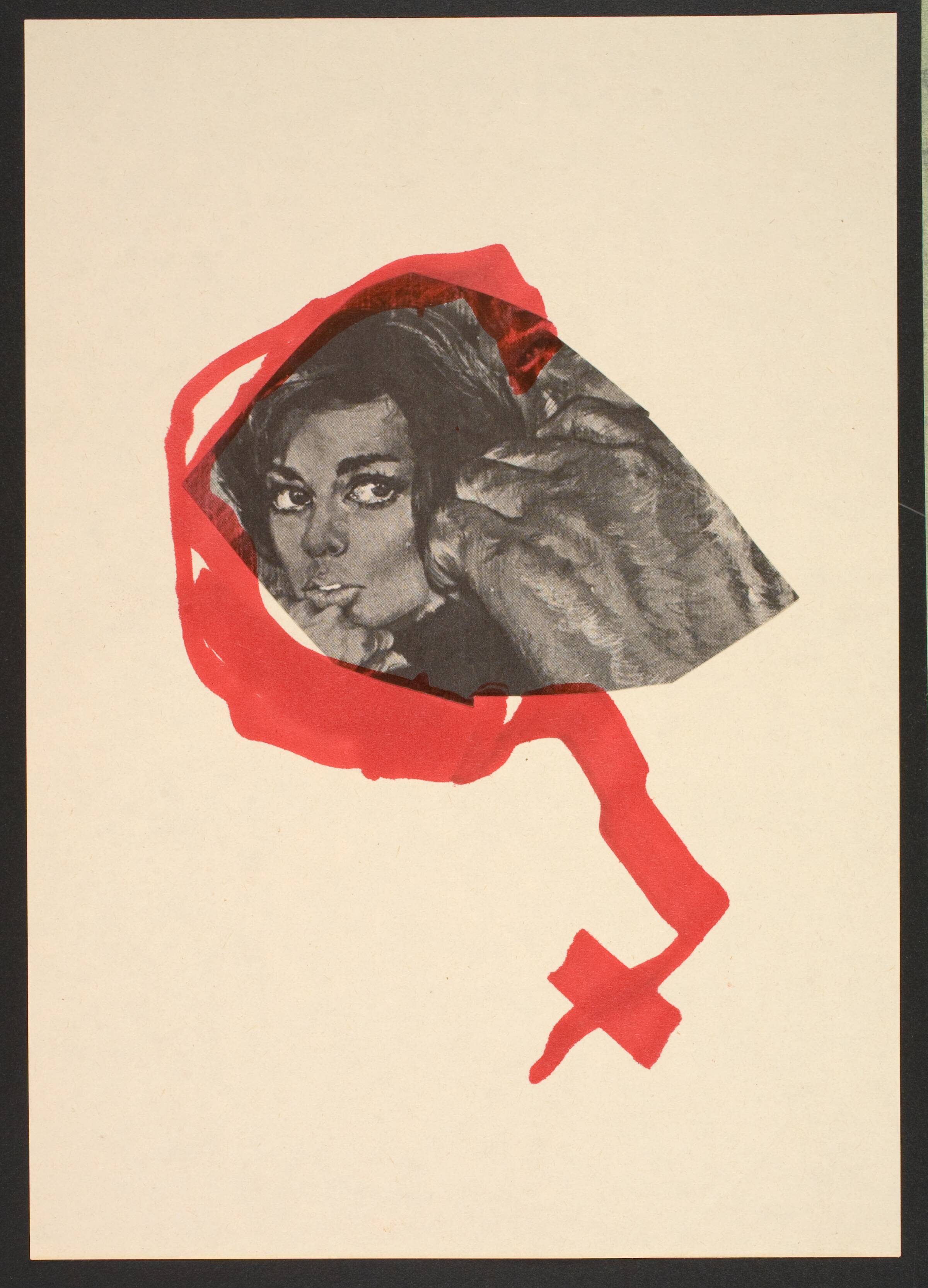 Udklip på papir med kvindetegnet, Lene Adler Petersen, 1974