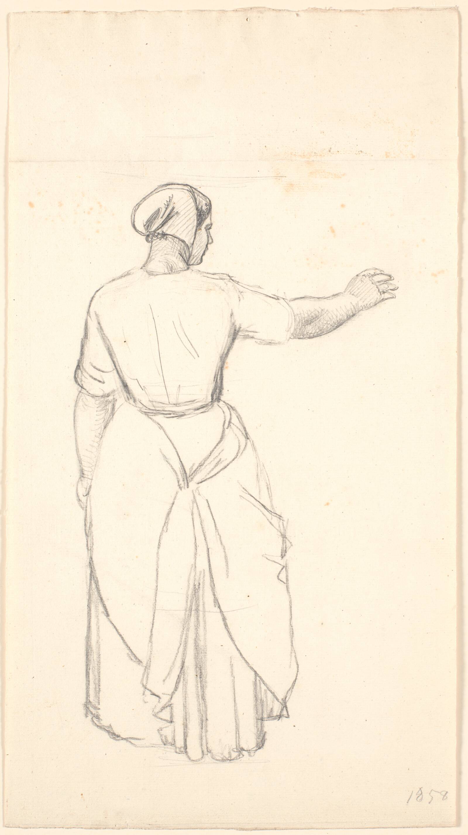 Stående bondepige set bagfra., P.C. Skovgaard, 1858
