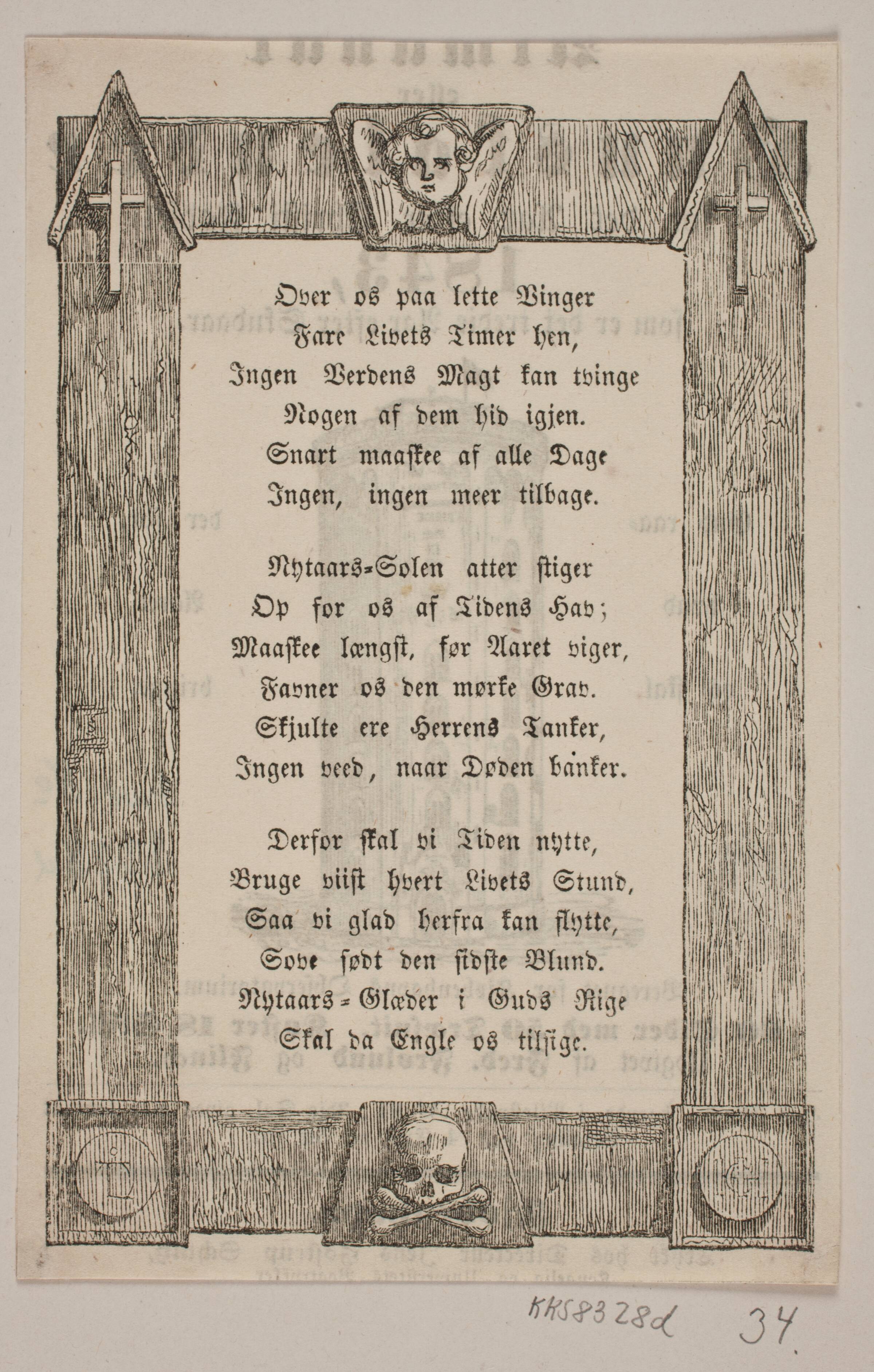 Indramning med englehoved, kors og kranie, H.C. Henneberg, 1843