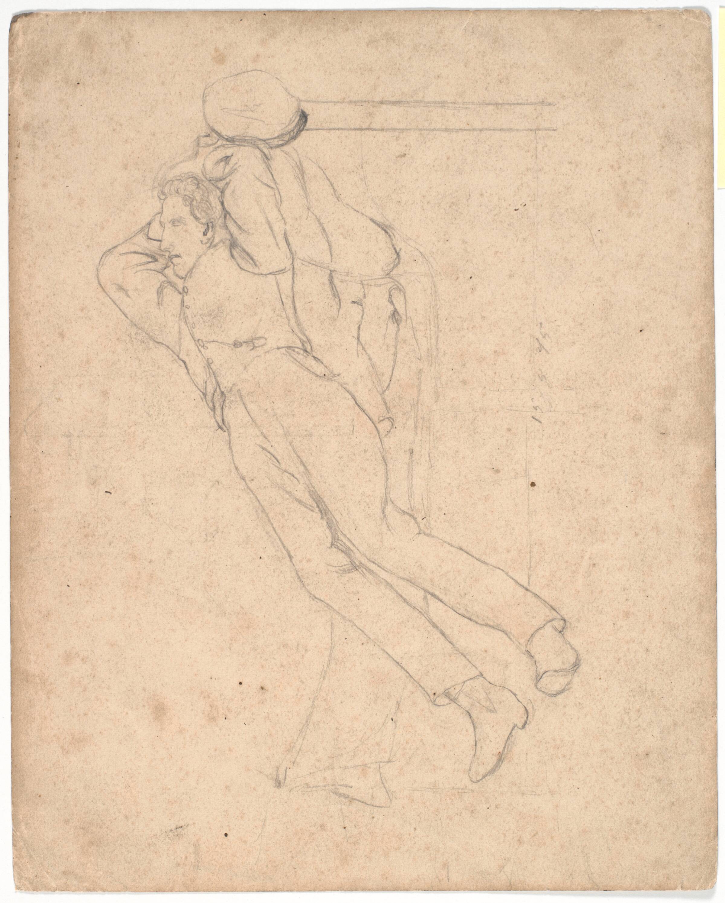Sovende mand på en sofa, L.A. Ring, 1875