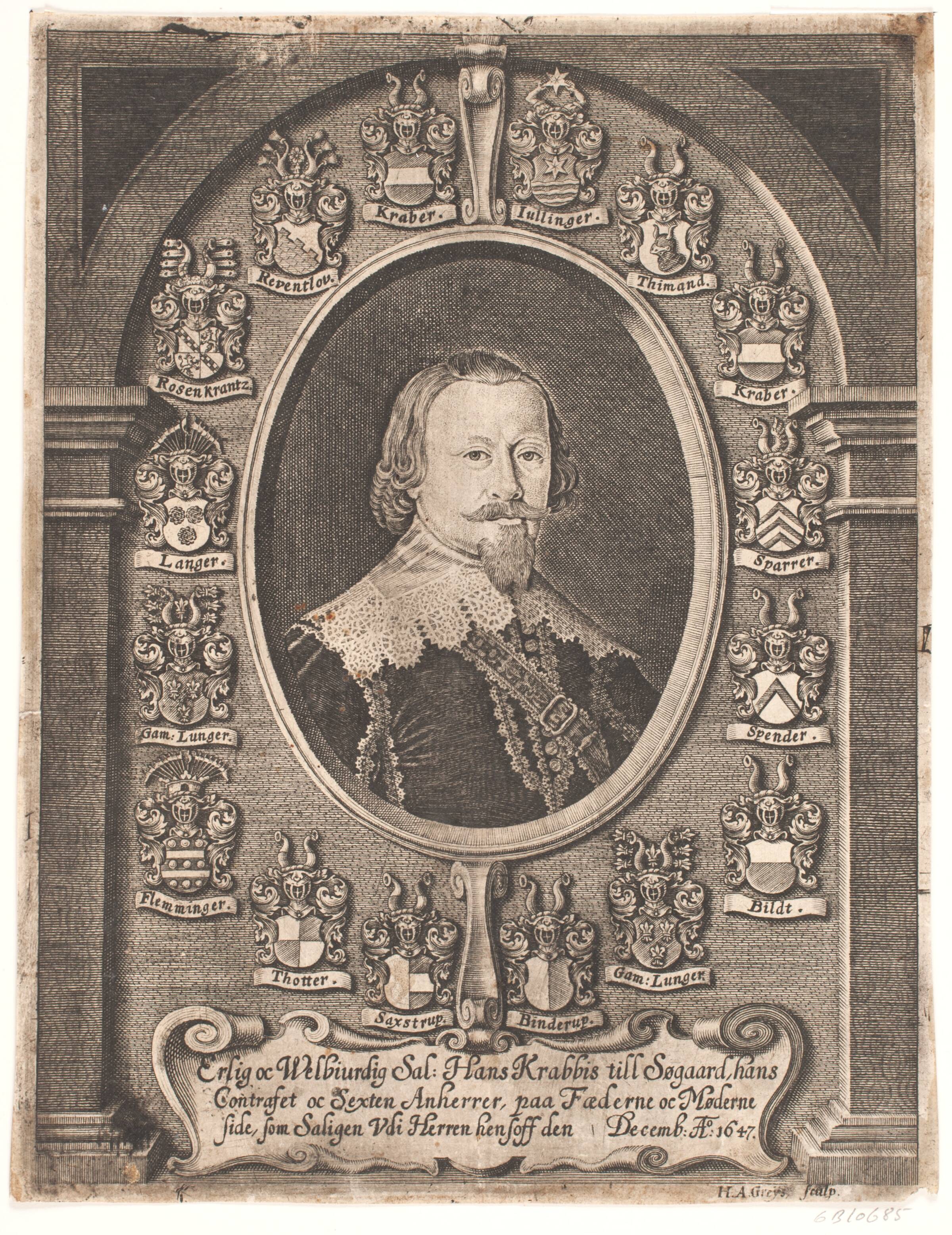 Hans Krabbe til Søgård. Fra en ligprædiken 1648, Hans Andreas Greys, 1648