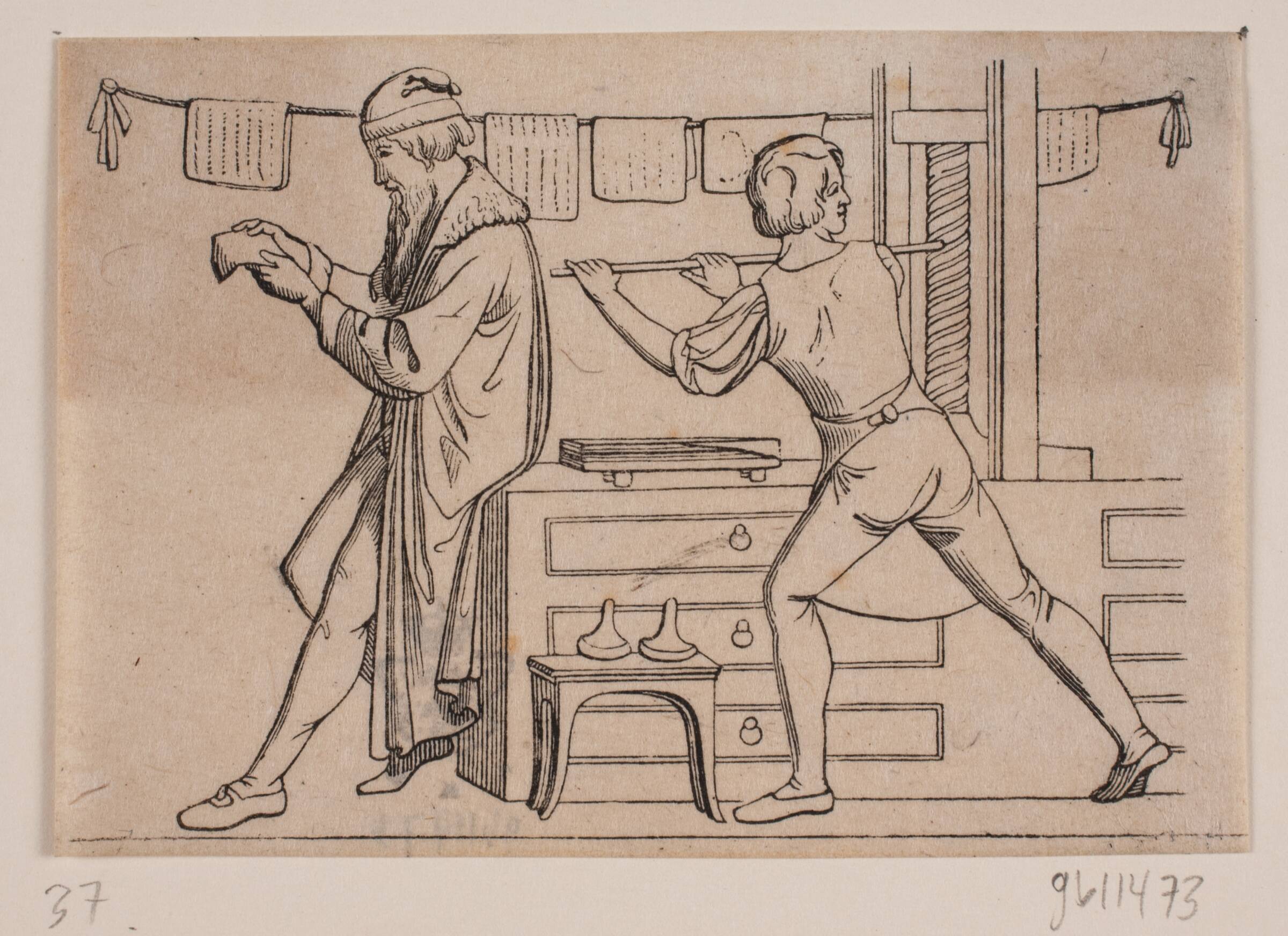 Johannes Guttenberg i sit værksted, Andreas Flinch, 1813-1872