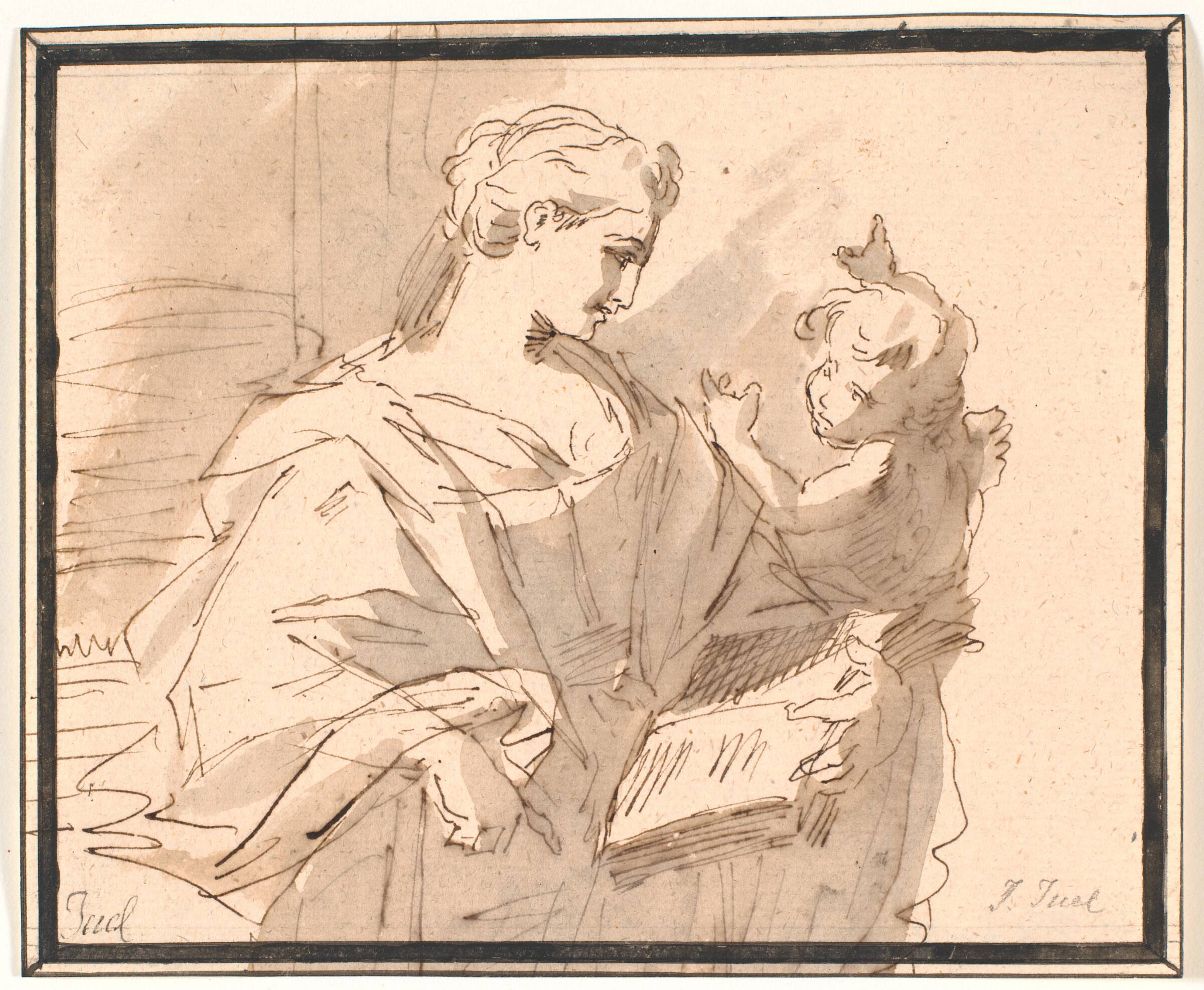 En helgeninde med en bog og en putto, Jens Juel, 1762-1765