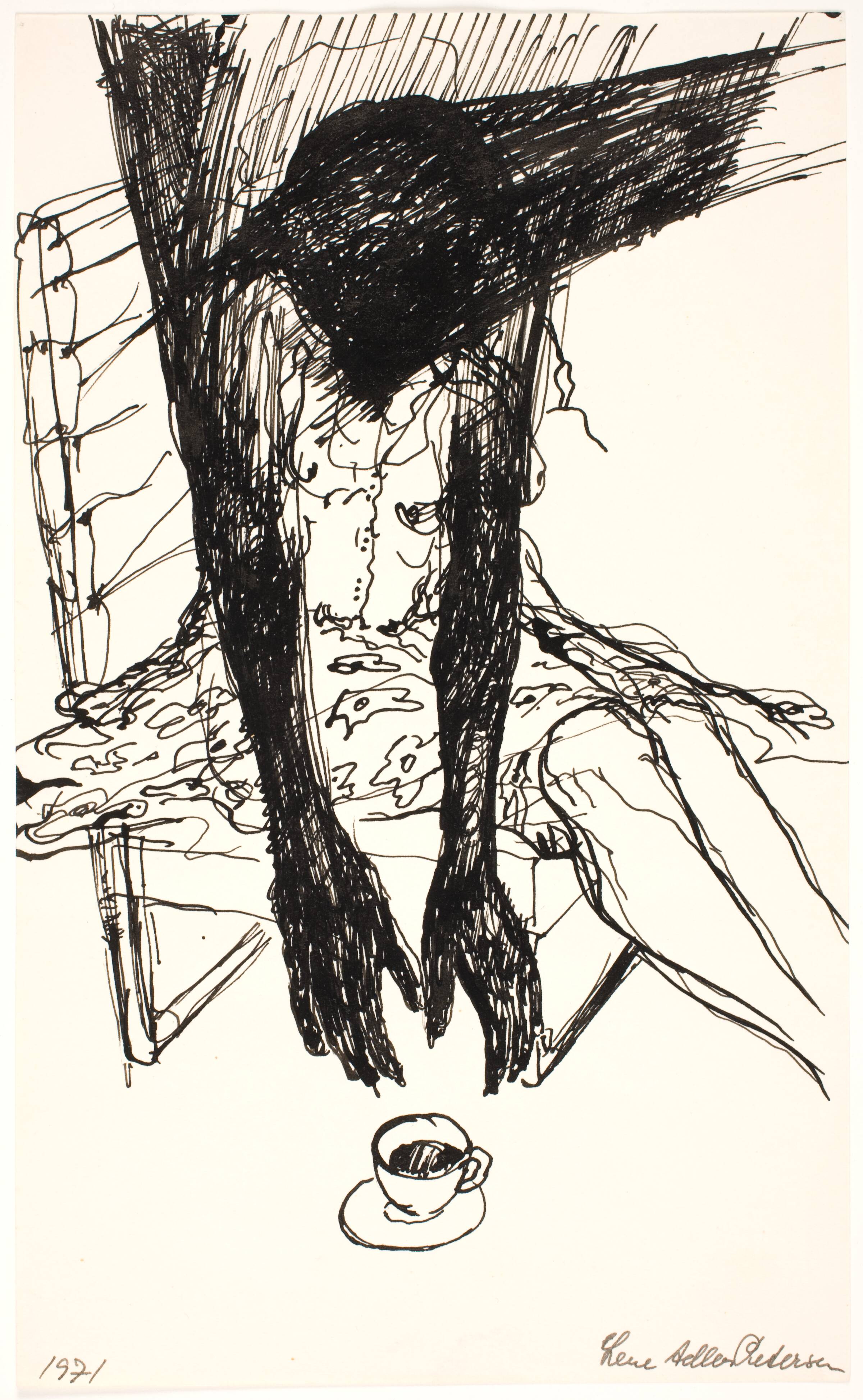 Pige på en stol, en kop på gulvet, Lene Adler Petersen, 1971