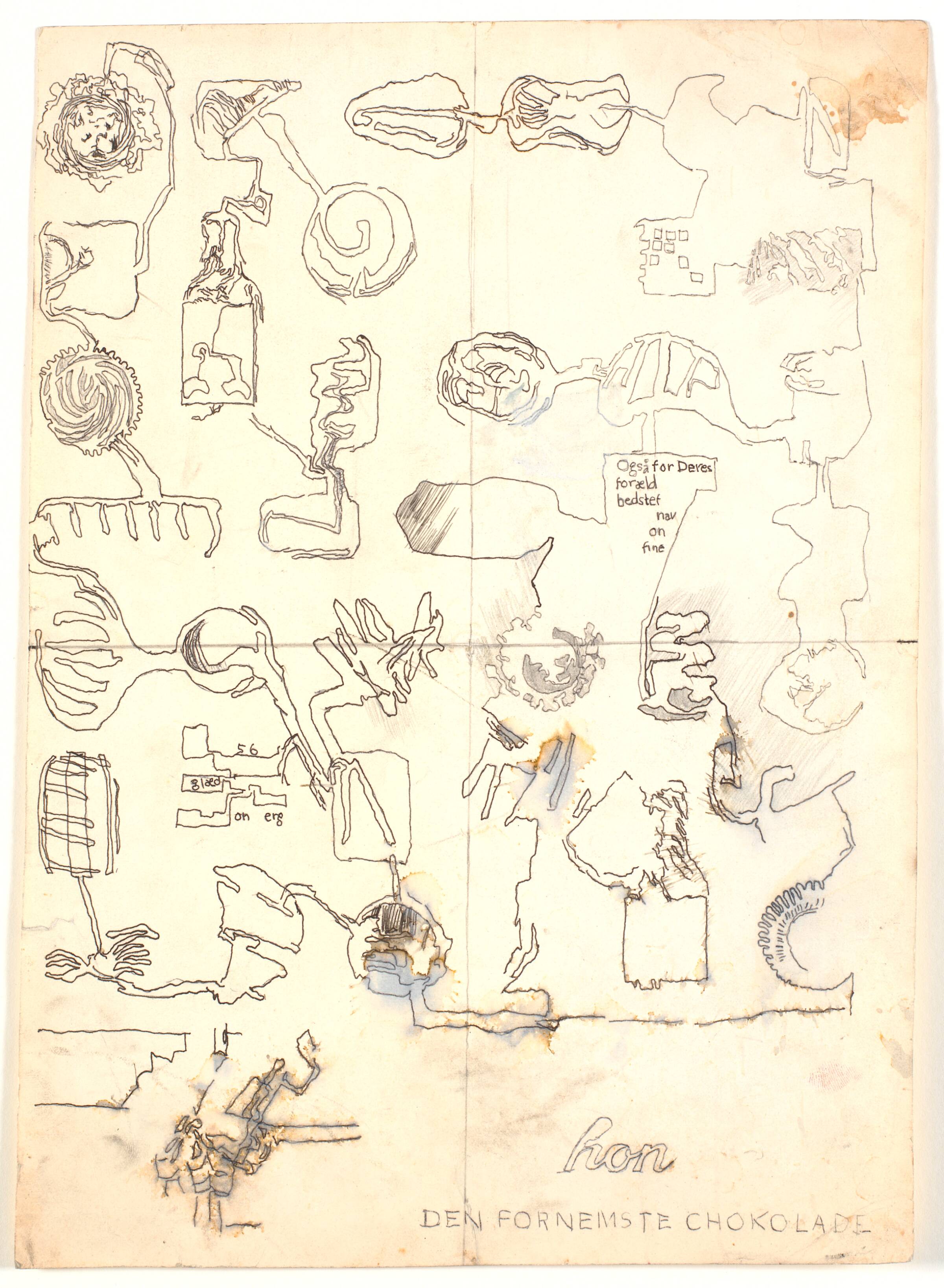"Den fornemste chokolade". Tegning over ugebladsreklame, Bjørn Nørgaard, 1965
