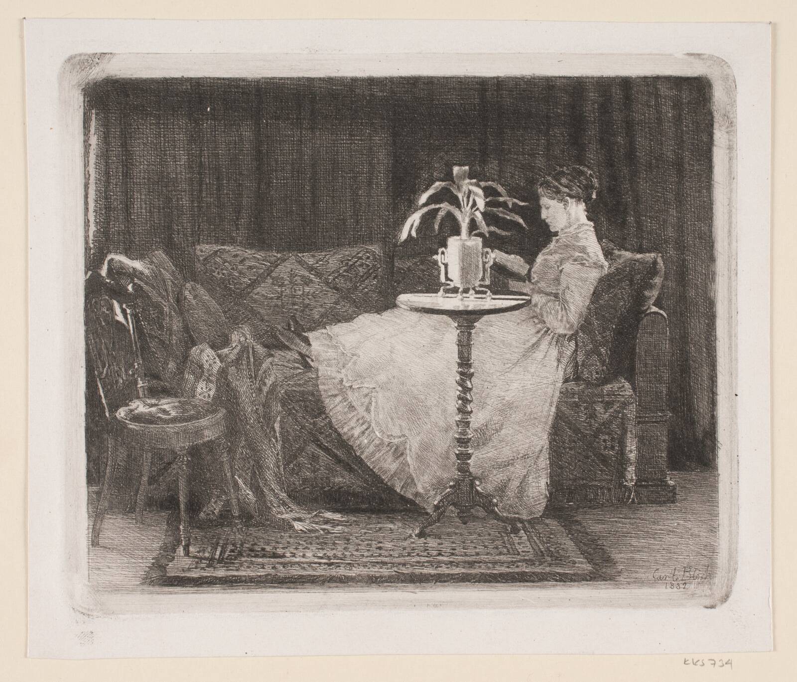 Læsende dame, Carl Bloch, 1882