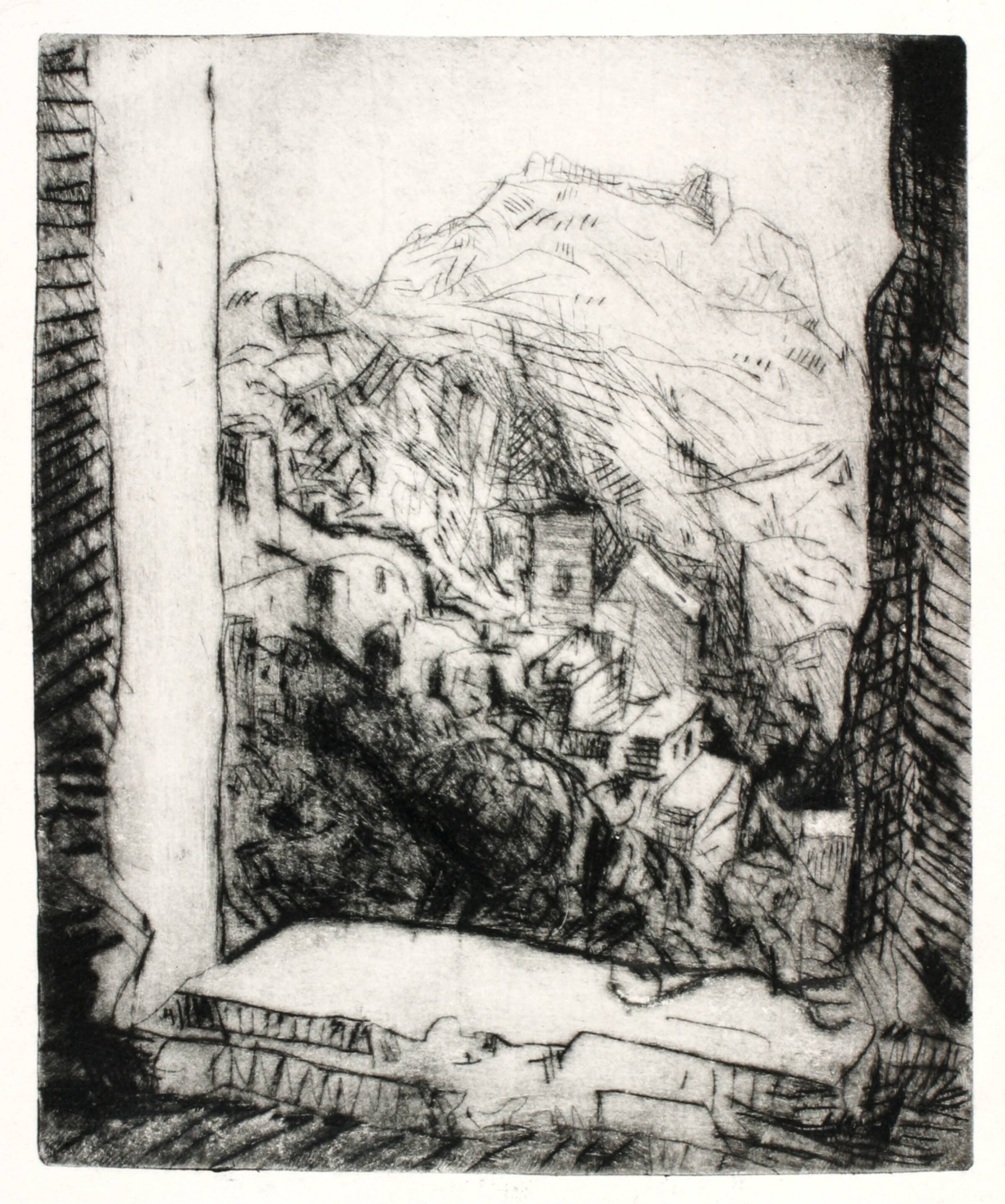 Udsigt fra klosteret San Cataldo ved Amalfi, Holger J. Jensen, 1953