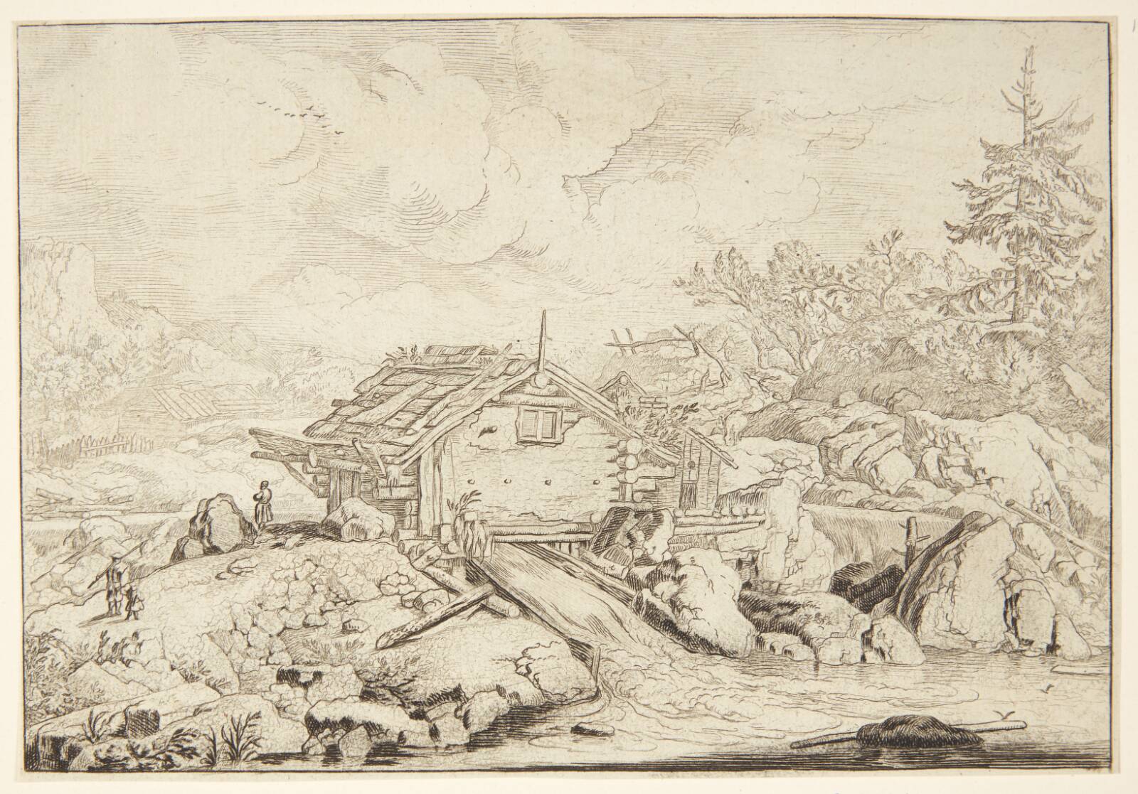 En vandmølle, Allaert van Everdingen, 1621-1675