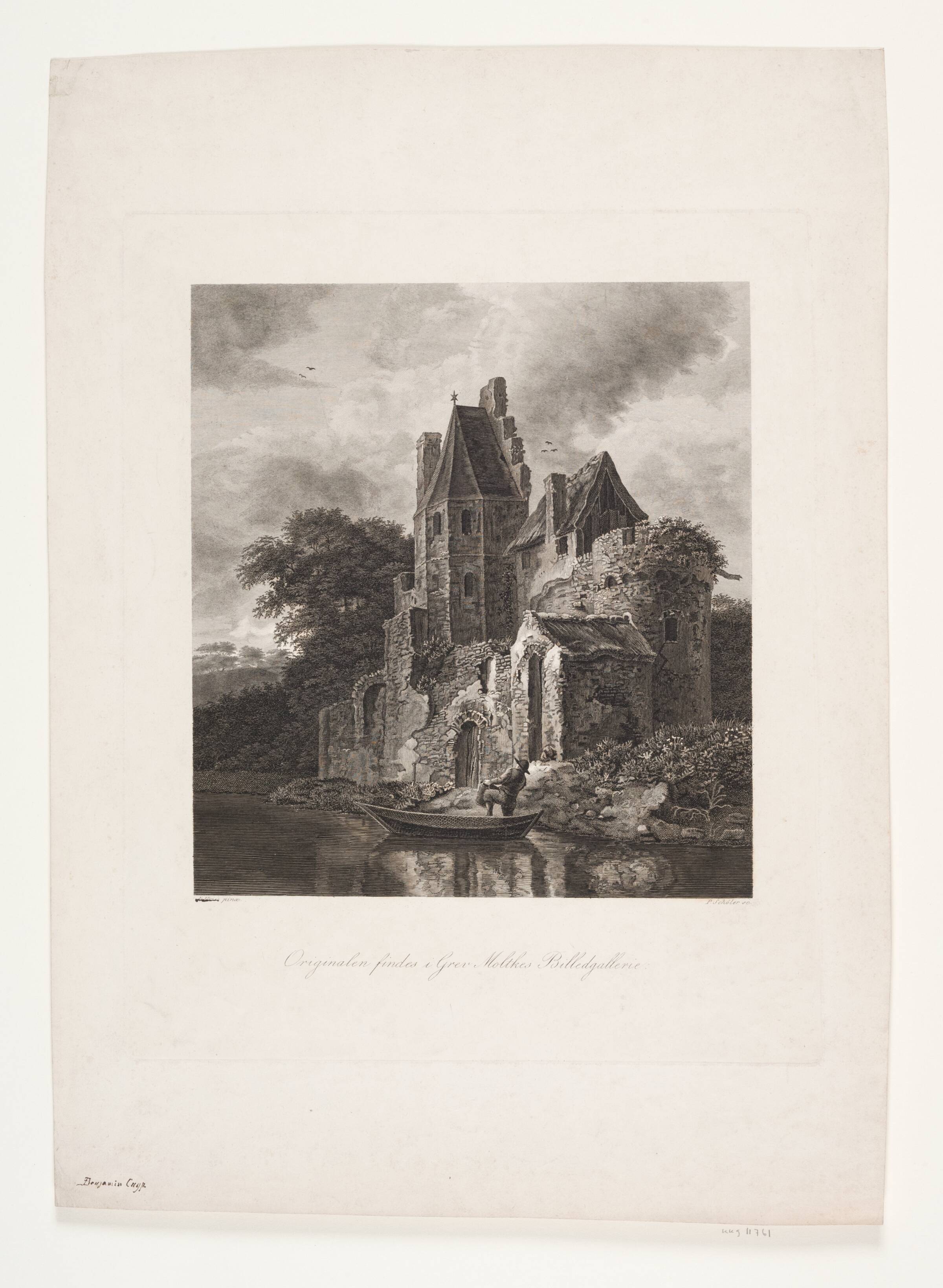 Borgruin ved en flod, Peter Christian Schøler, 1803-1835