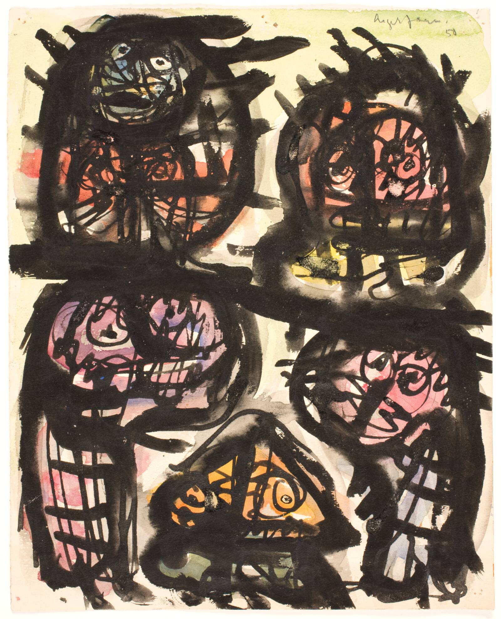Fem stående figurer, Asger Jorn, 1950