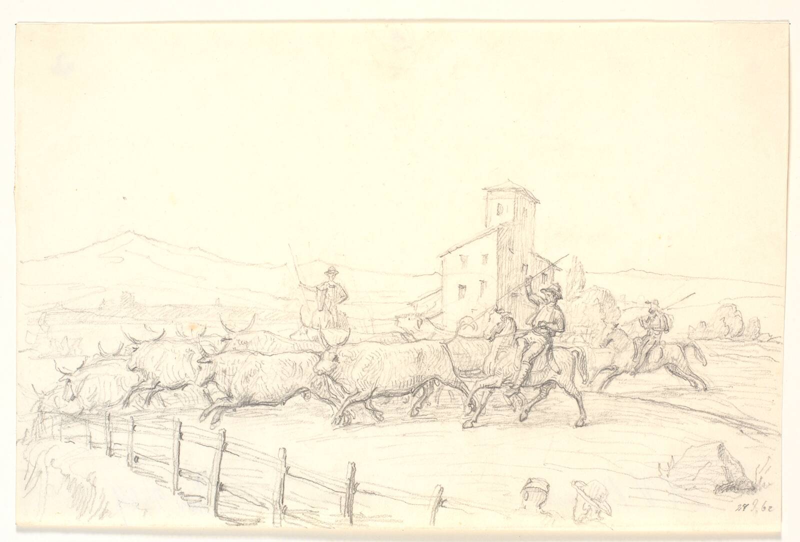 En drift okser i den romerske Campagne, by H.W. Bissen, 1862
