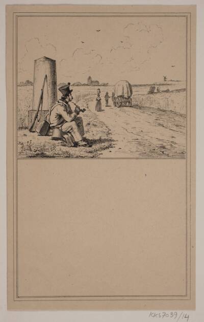 Soldaten på vandring. Nr. 13 i Chr. Winther og M. Rørbye, "25 Billeder for små børn"