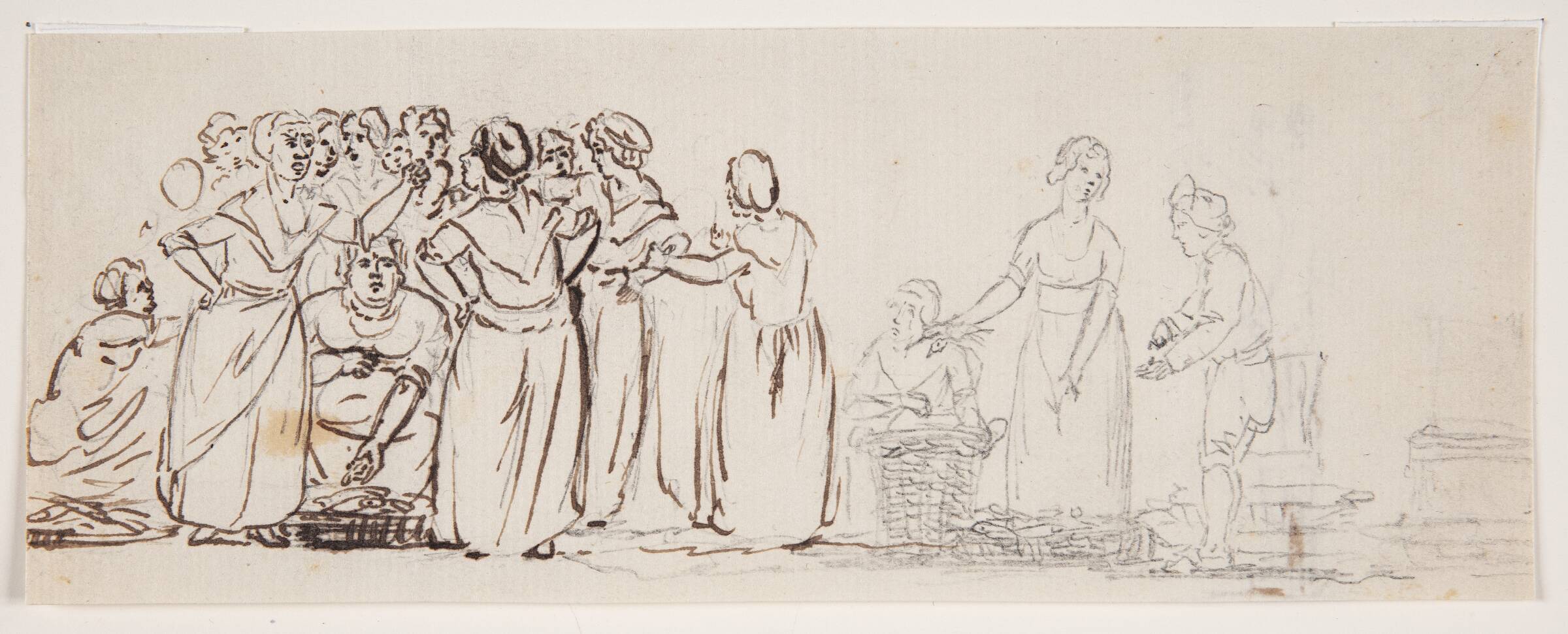 Skitse med fiskerkoner og handlende., C.D. Fritzsch, 1765-1841