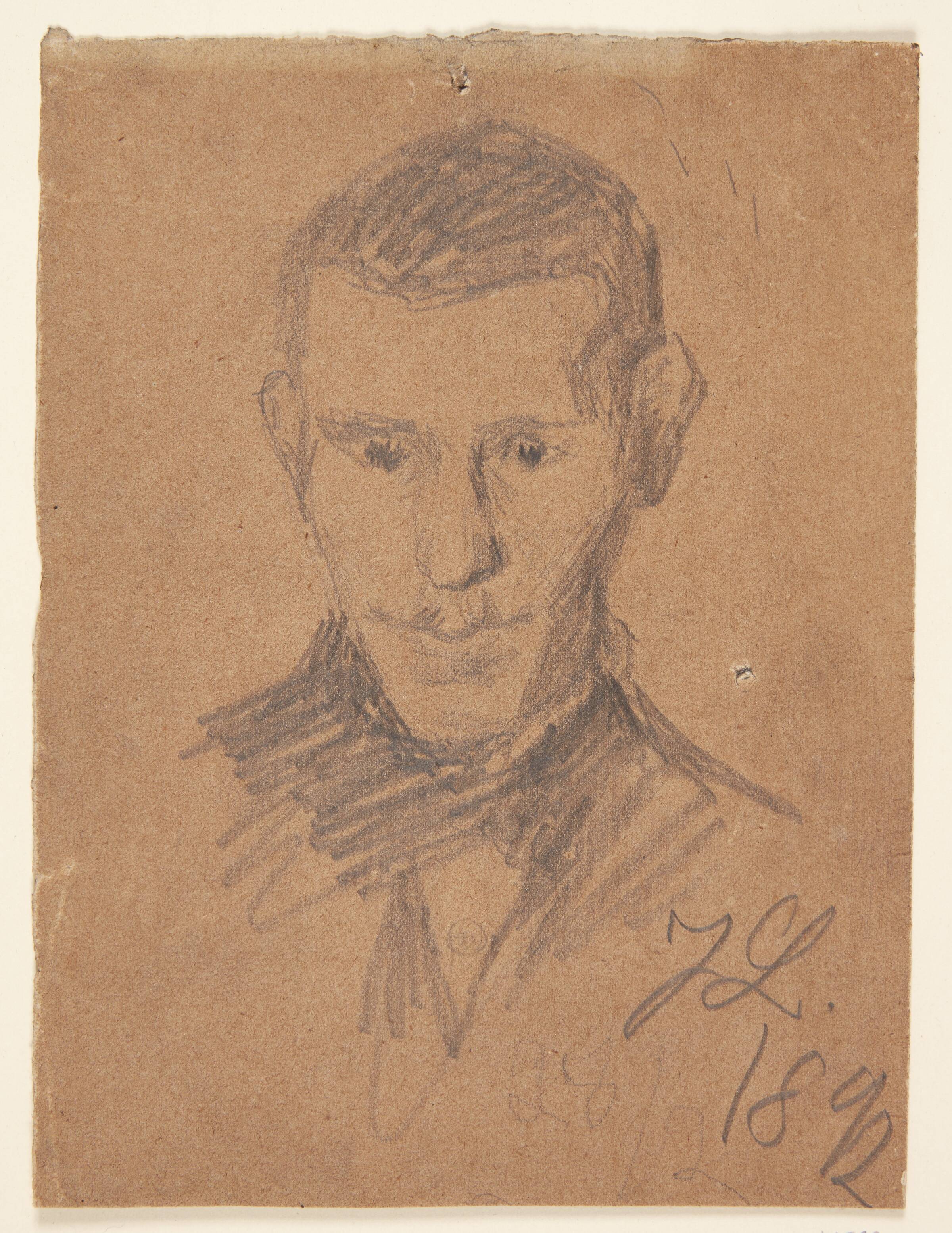Portrætstudie af maleren Karl Schou, Johannes Larsen, 1892