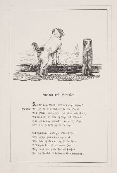 Hunden ved Stranden. Illustration til H.V. Kaalund, "Fabler for Børn"