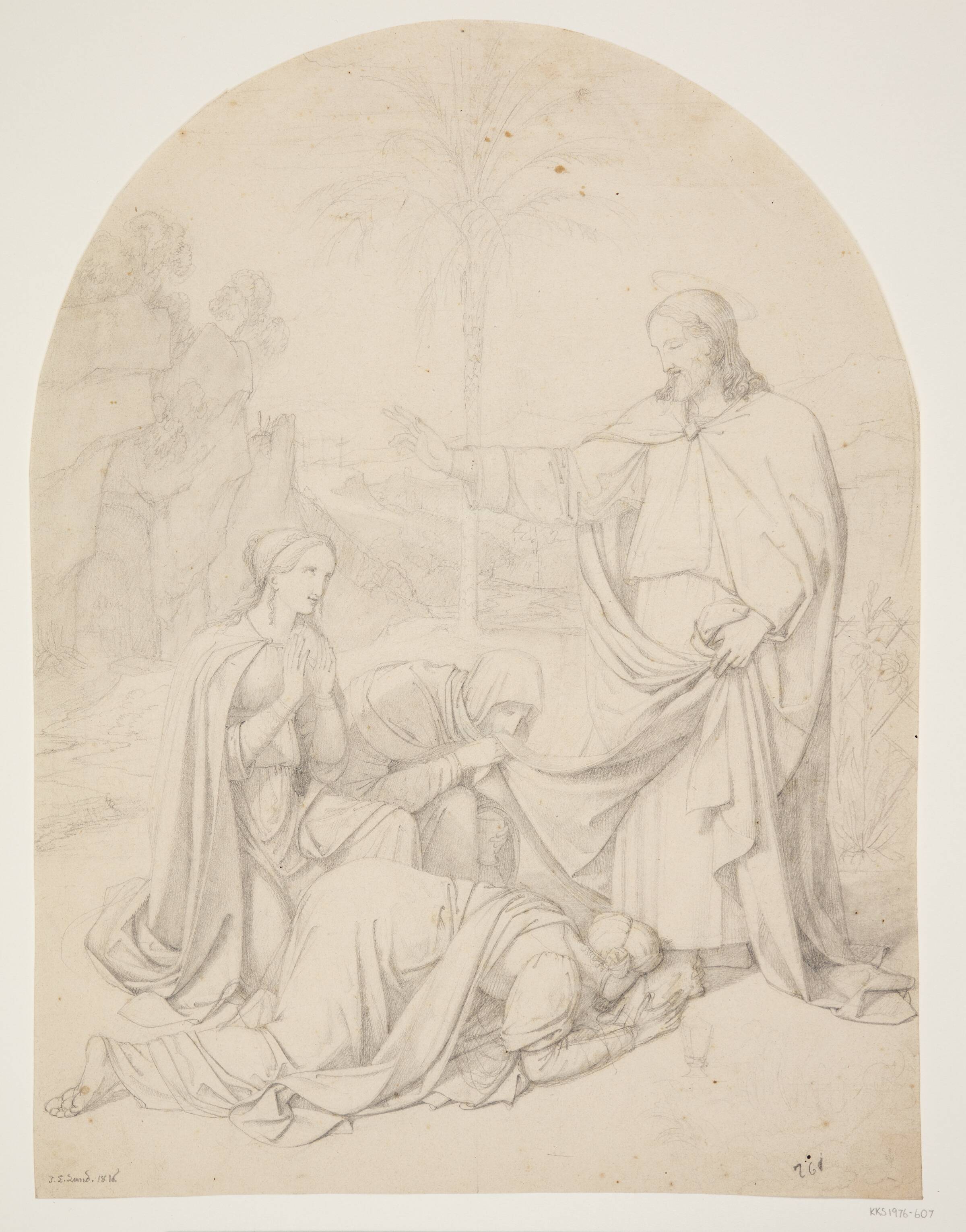 Den opstandne Kristus åbenbarer sig for kvinderne, J.L. Lund, 1816