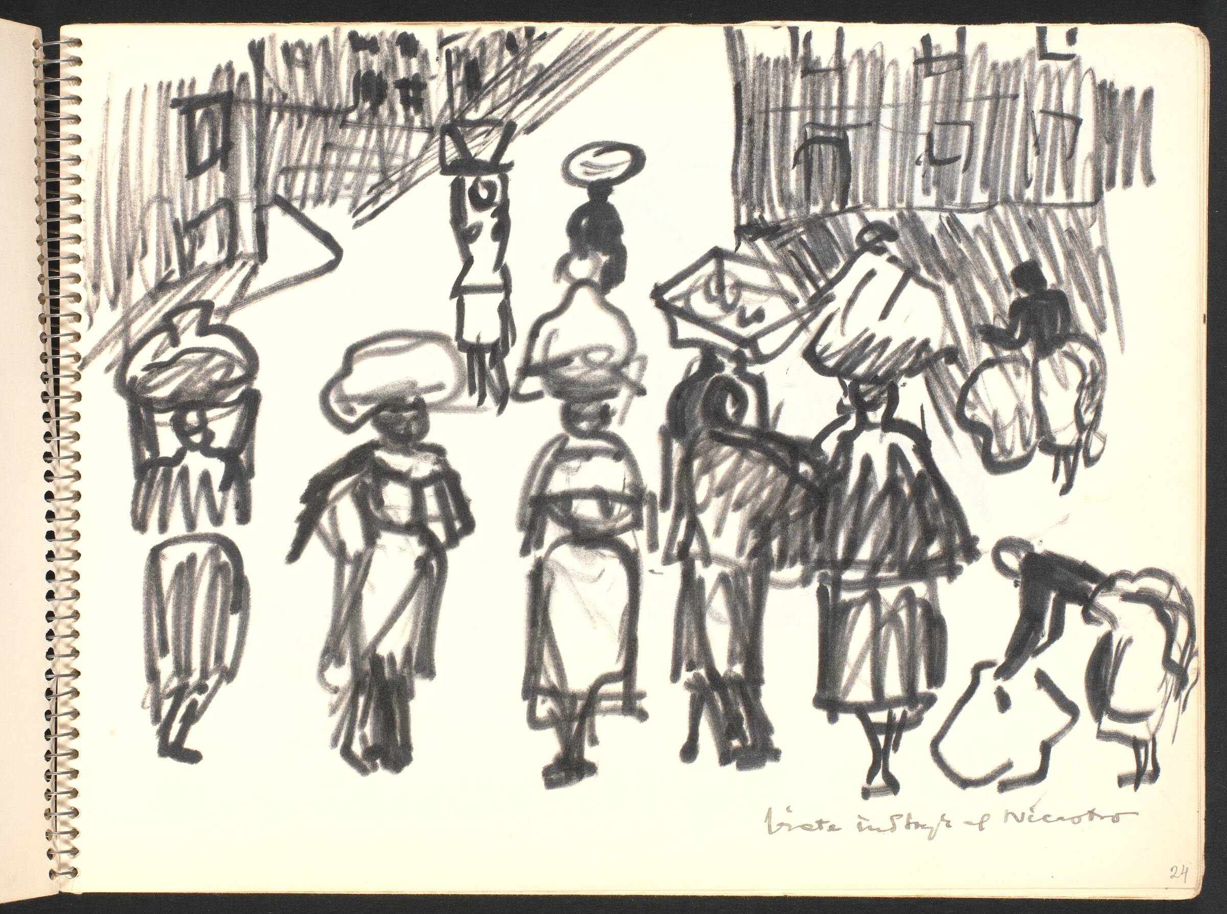 Gadescene med figurer, Gottfred Eickhoff, 1952