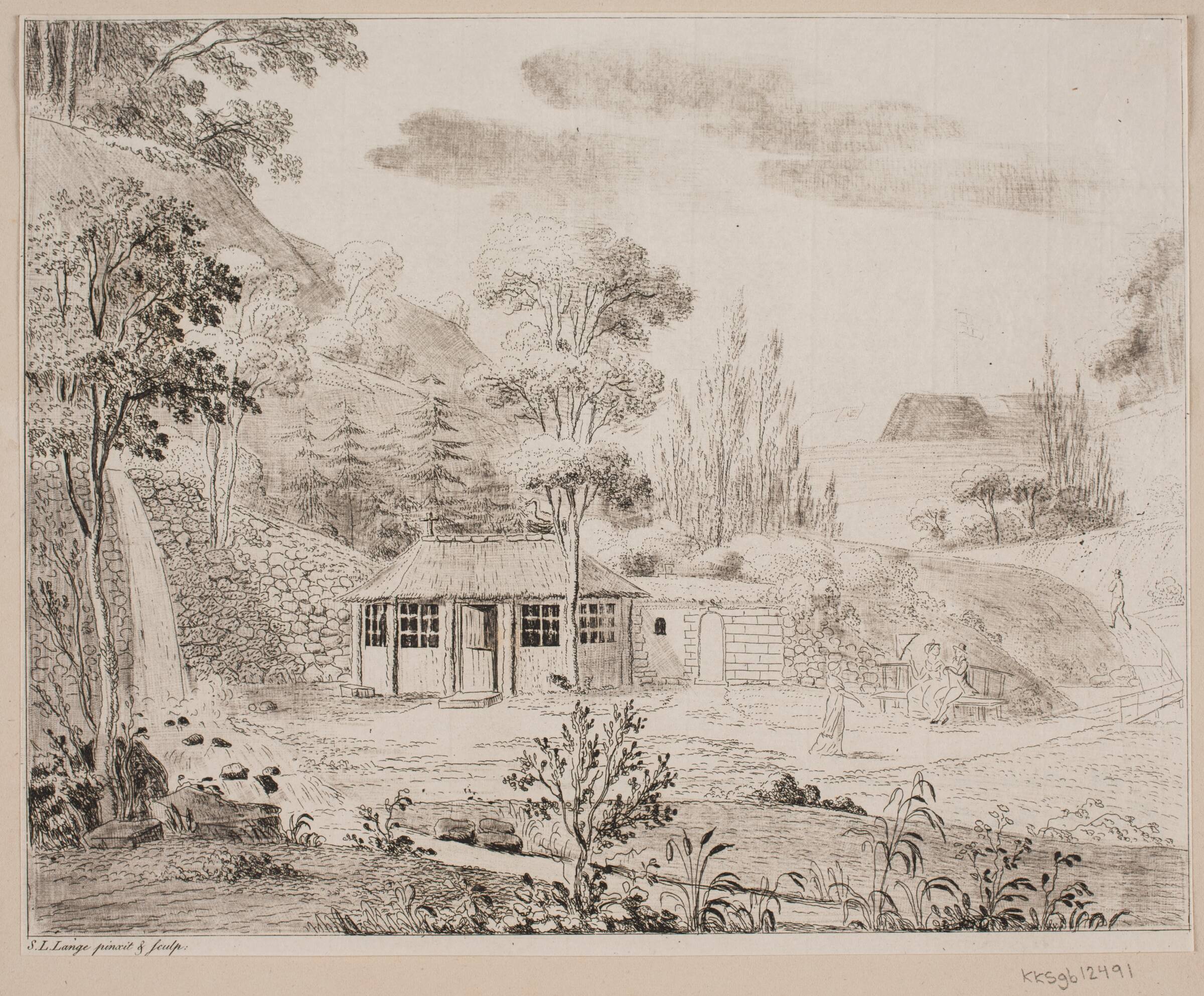 Et badehus ved Liselund på Møen, Søren L. Lange, 1805