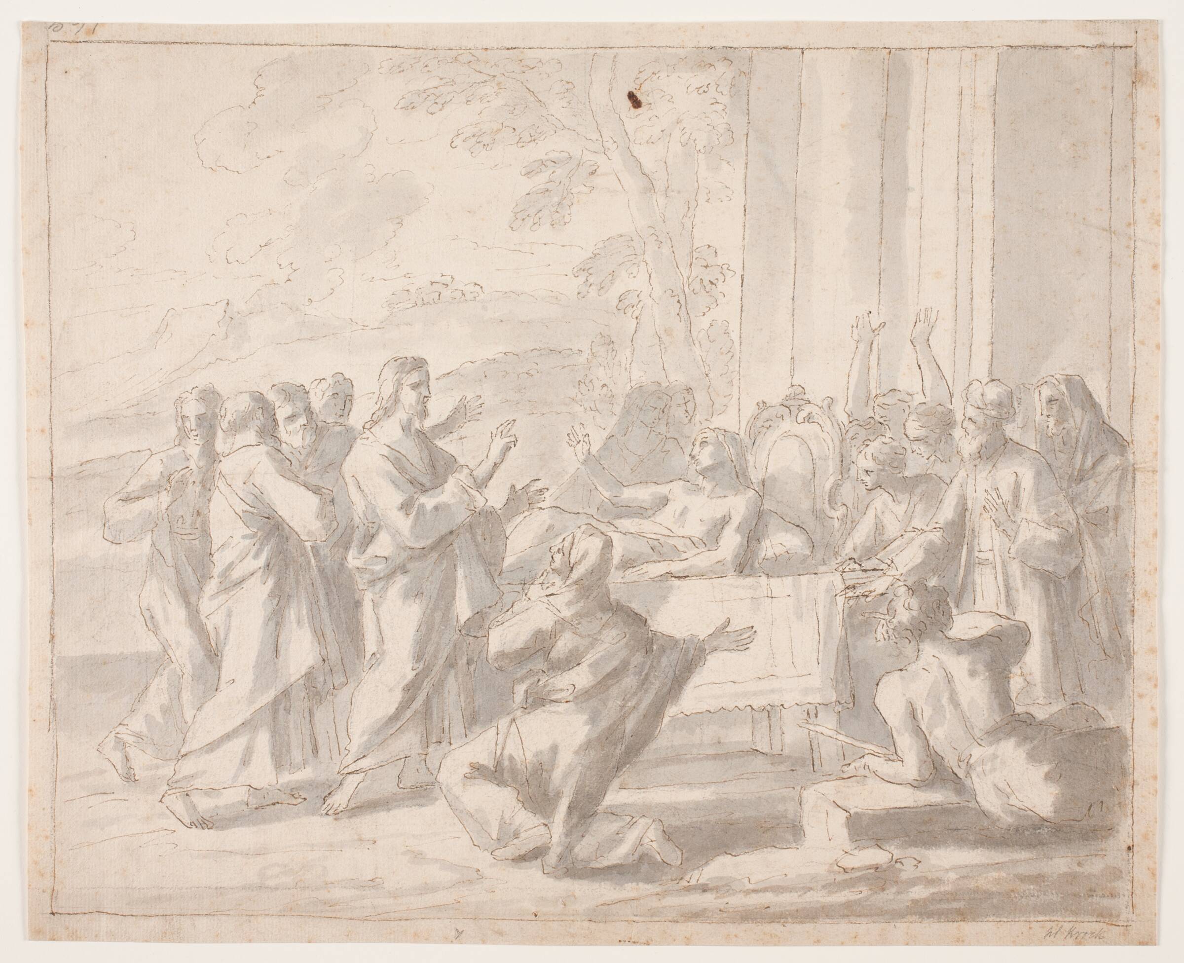 Opvækkelsen af enkens søn fra Nain (Luk. 7,11 ff), Hendrik Krock, 1671-1738