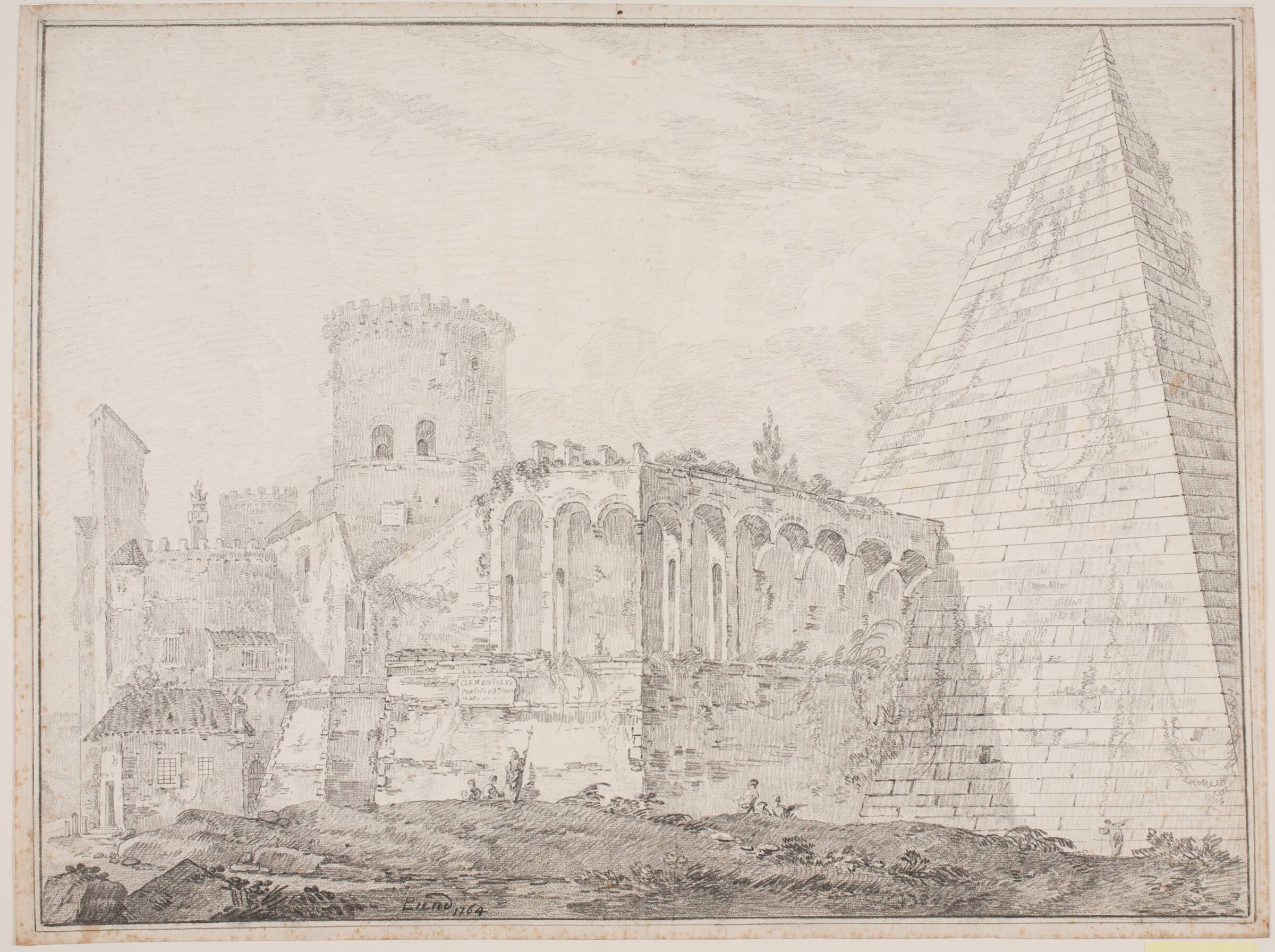 Cestiuspyramiden ved Porta S. Paulo, Jens Petersen Lund, 1764